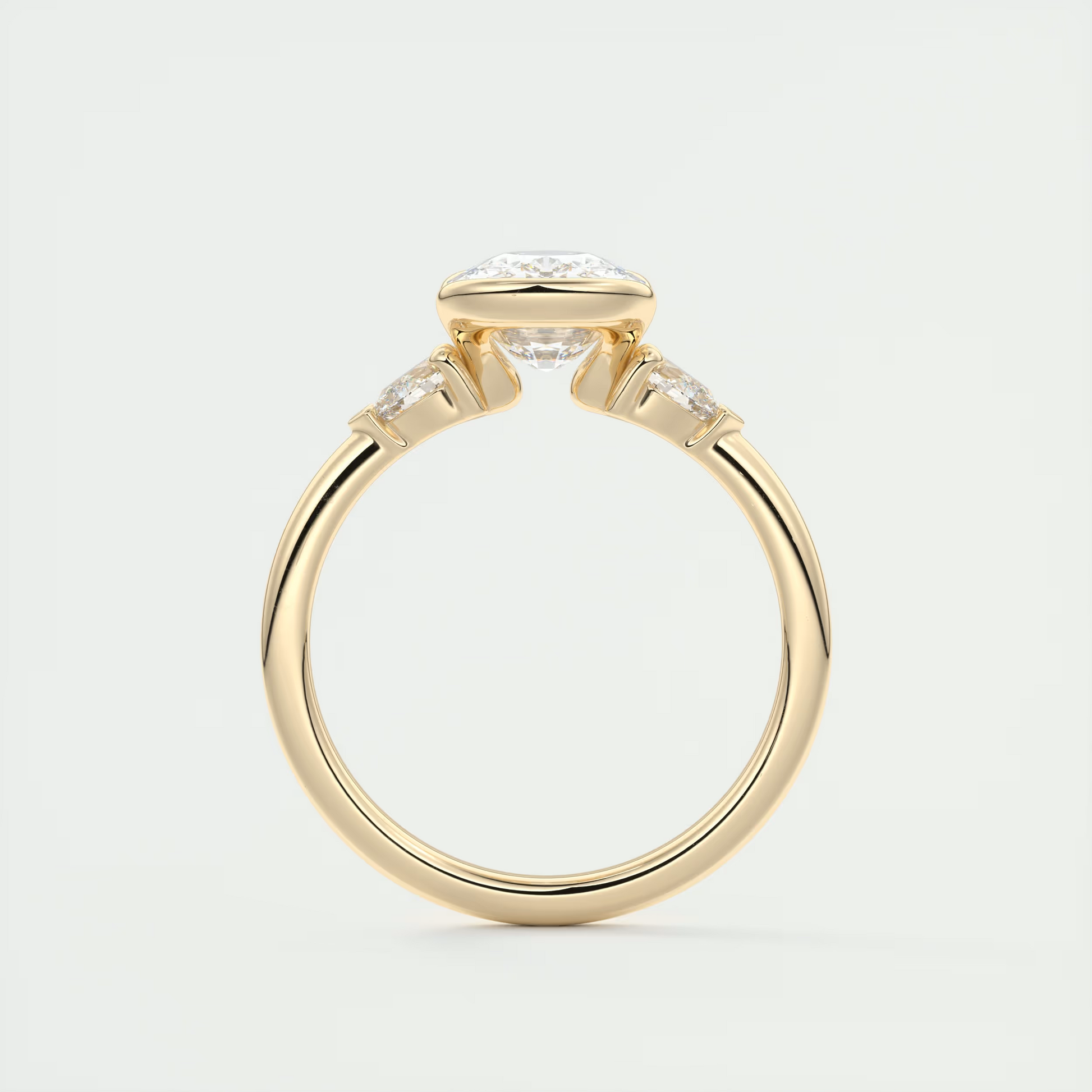 Held 2 Carat Elongated Cushion Clutch Three-Stone Engagement Ring