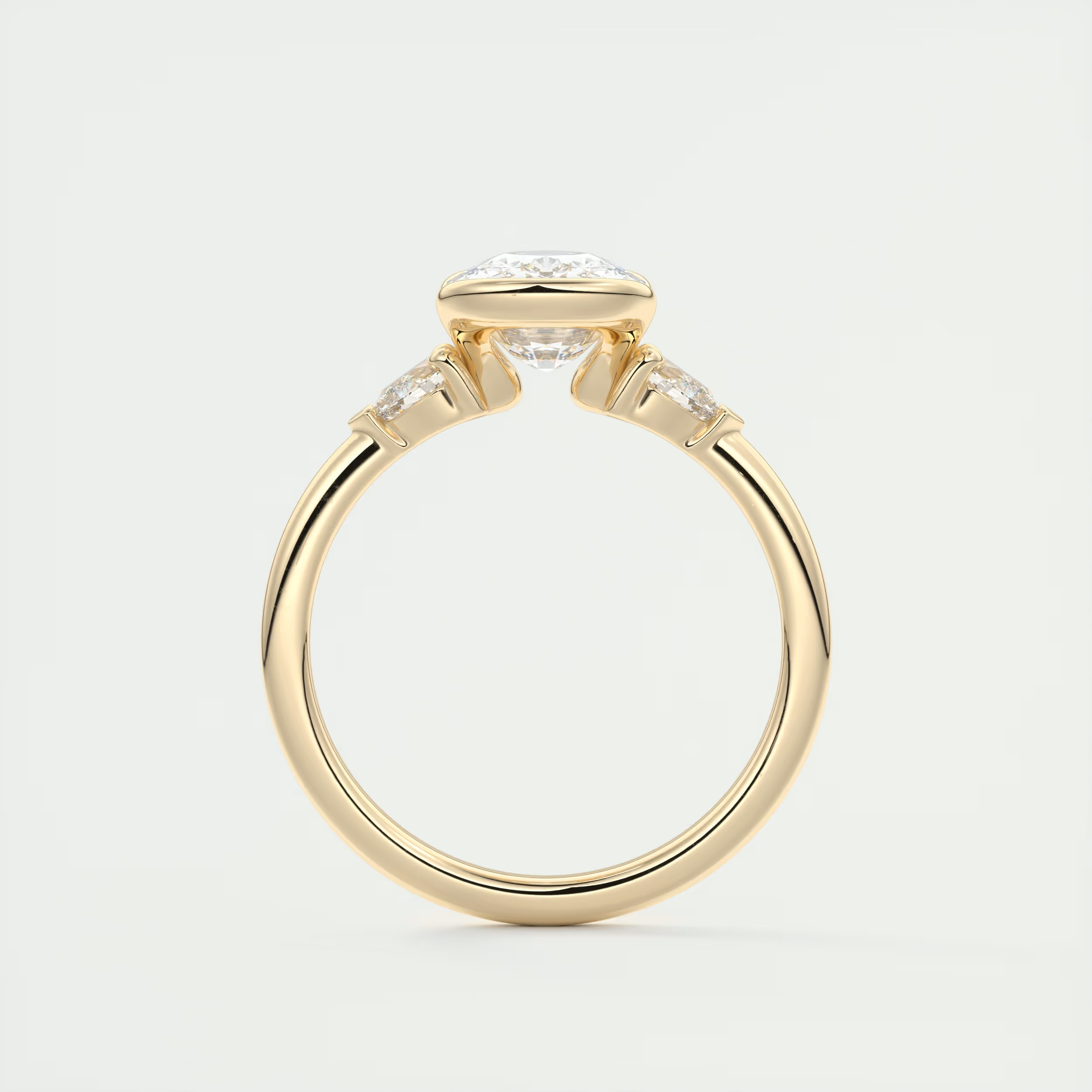 Held 2 Carat Elongated Cushion Clutch Three-Stone Engagement Ring