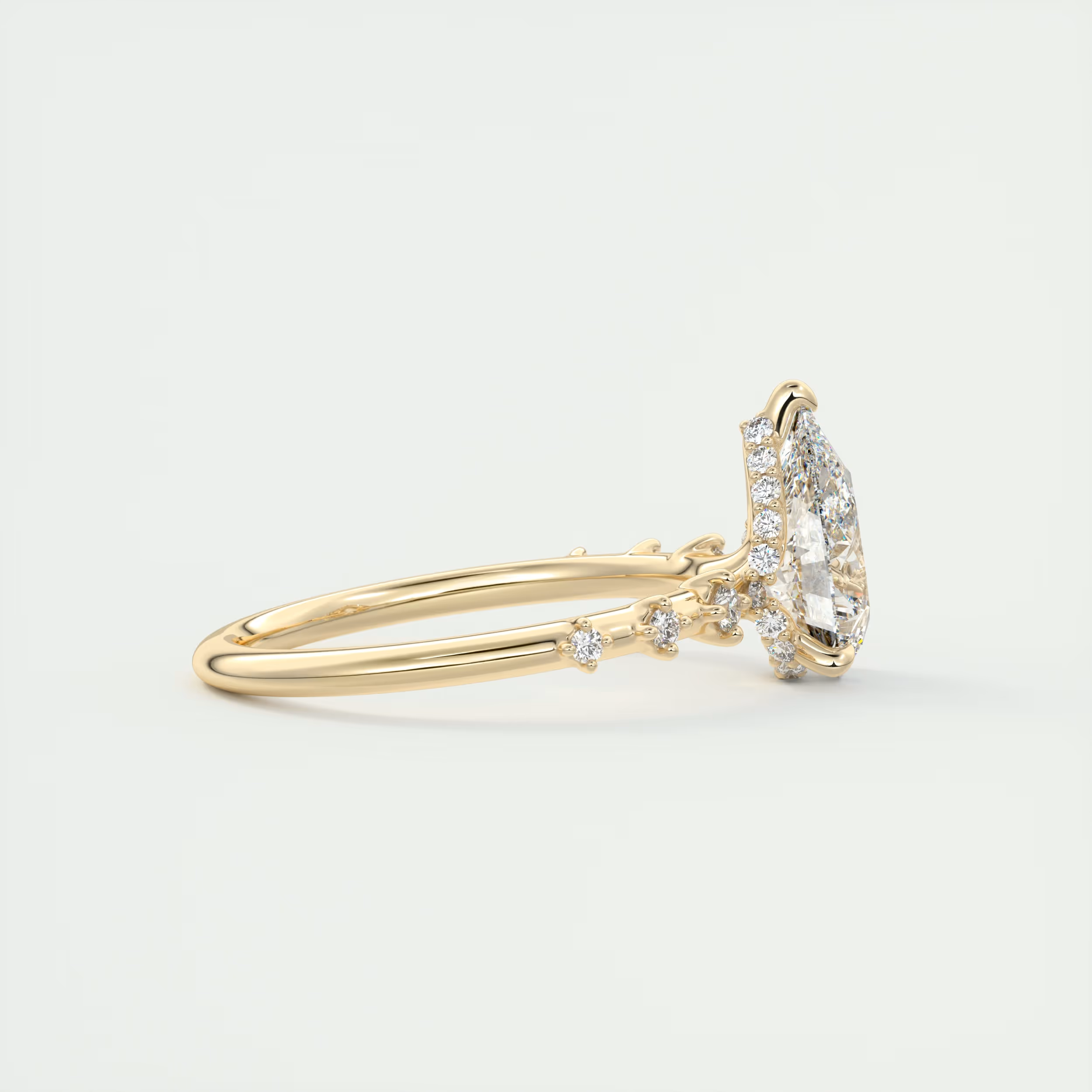 Shimmer 2 Carat Dainty Pear Solitaire with Hidden Halo