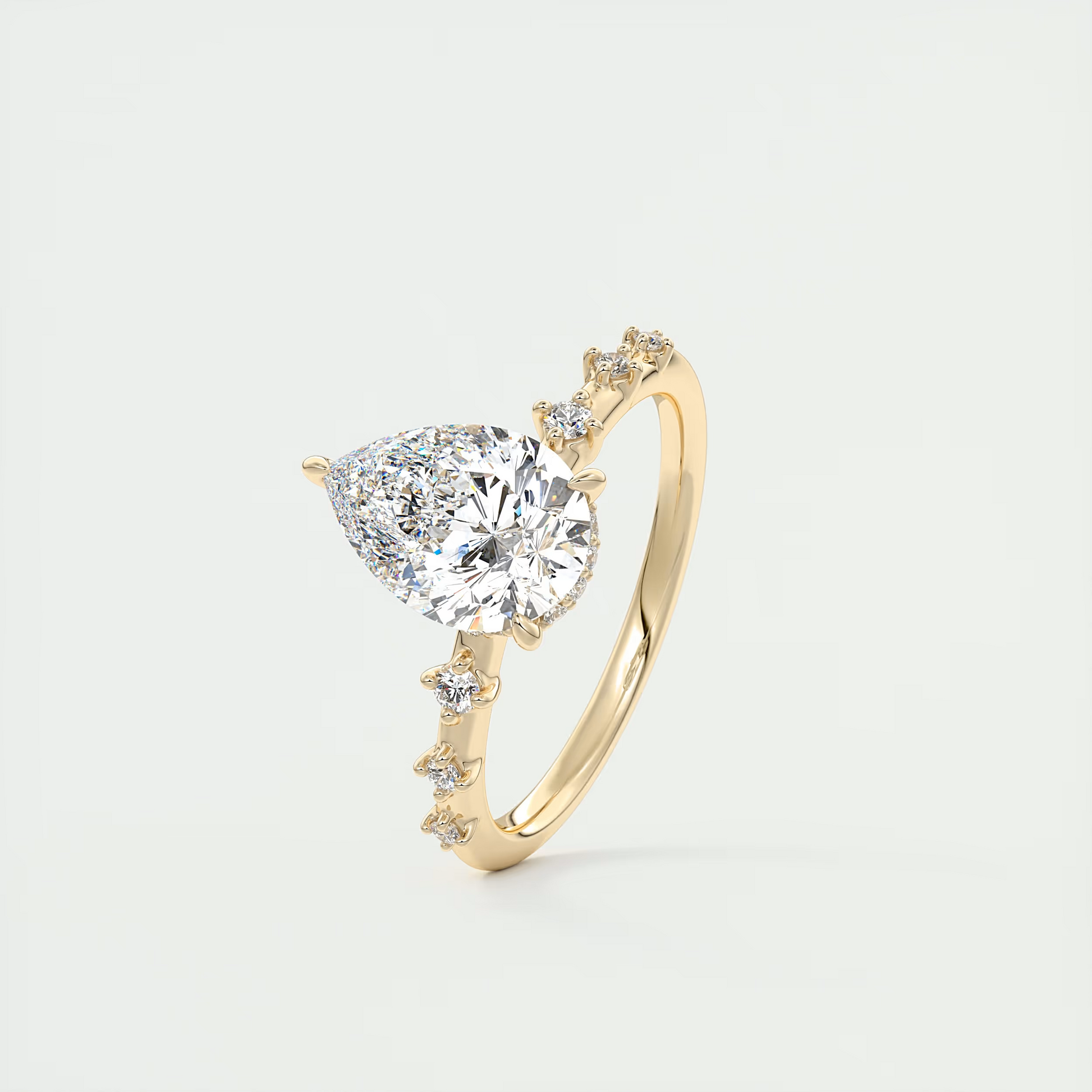 Shimmer 2 Carat Dainty Pear Solitaire with Hidden Halo