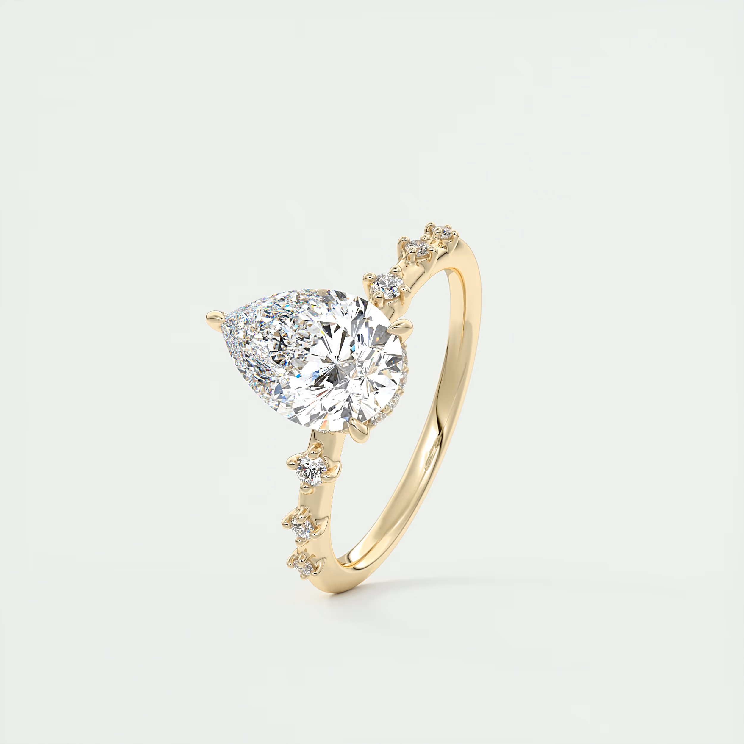 Shimmer 2 Carat Dainty Pear Solitaire with Hidden Halo