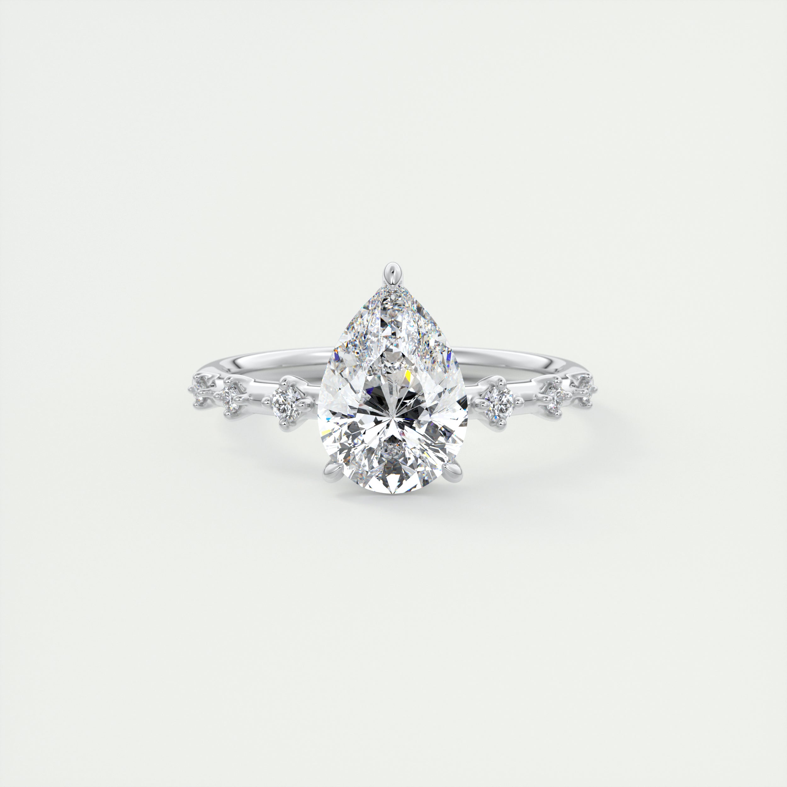 Shimmer 2 Carat Dainty Pear Solitaire with Hidden Halo