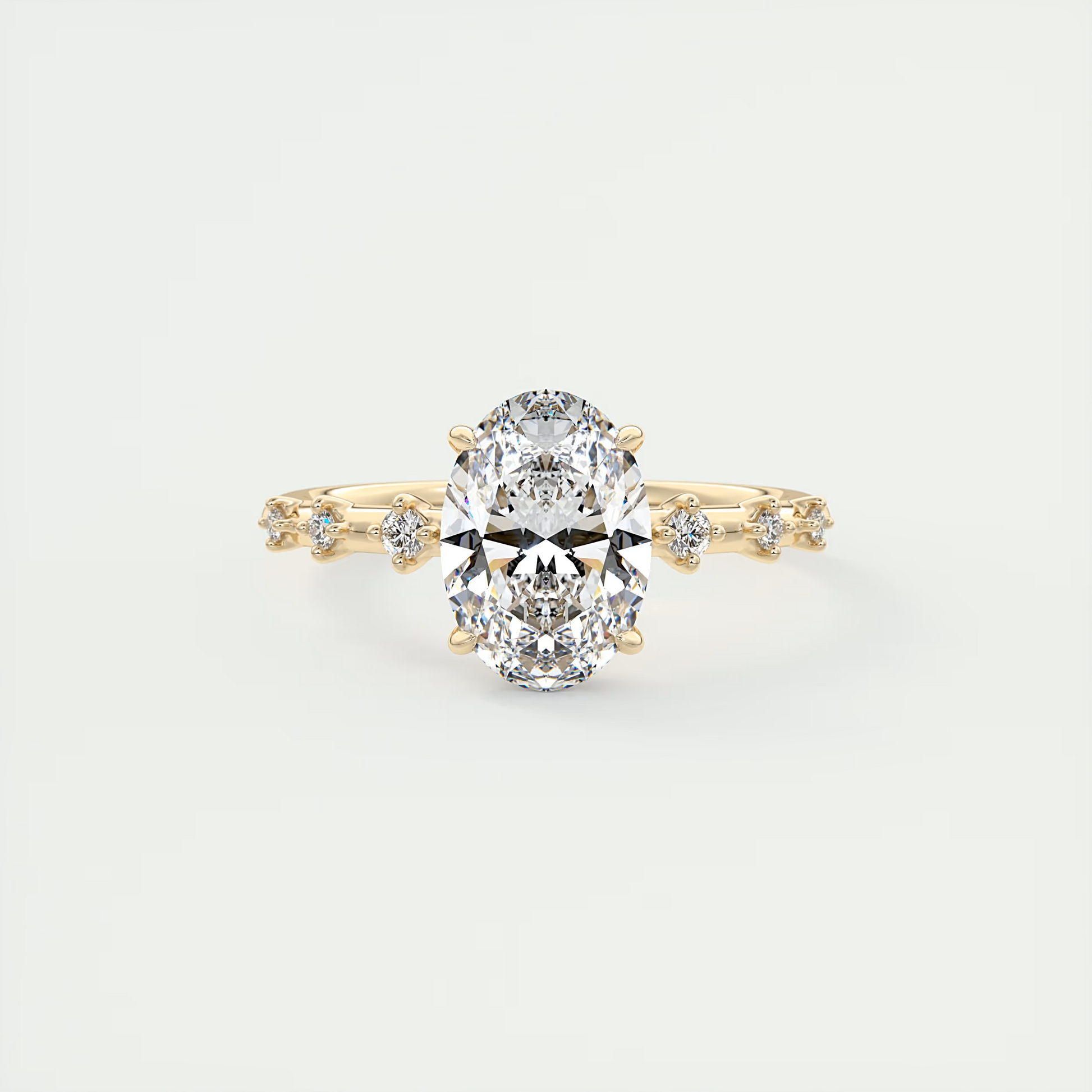 Shank 2 Carat Dainty Oval Solitaire with Hidden Halo
