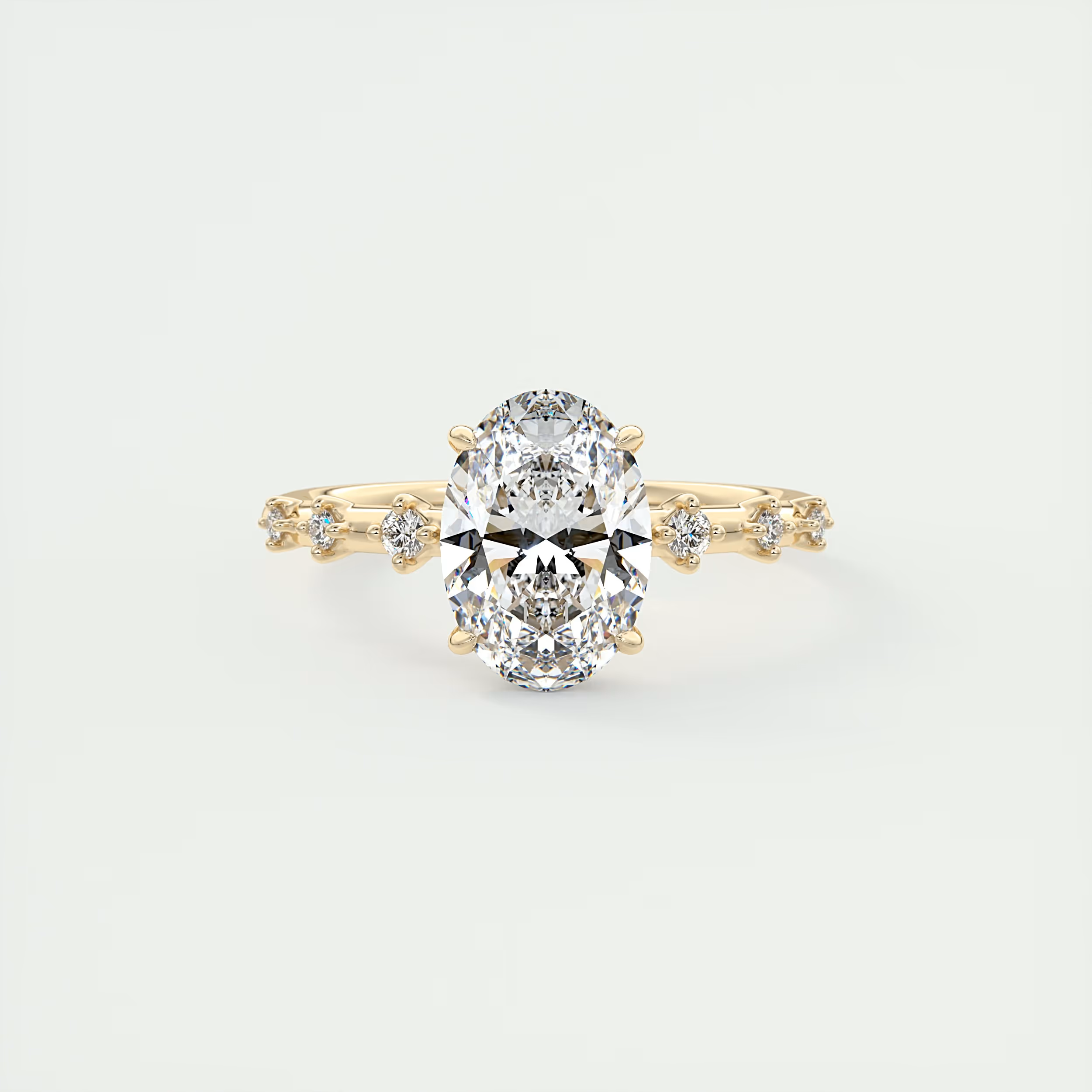 Shank 2 Carat Dainty Oval Solitaire with Hidden Halo