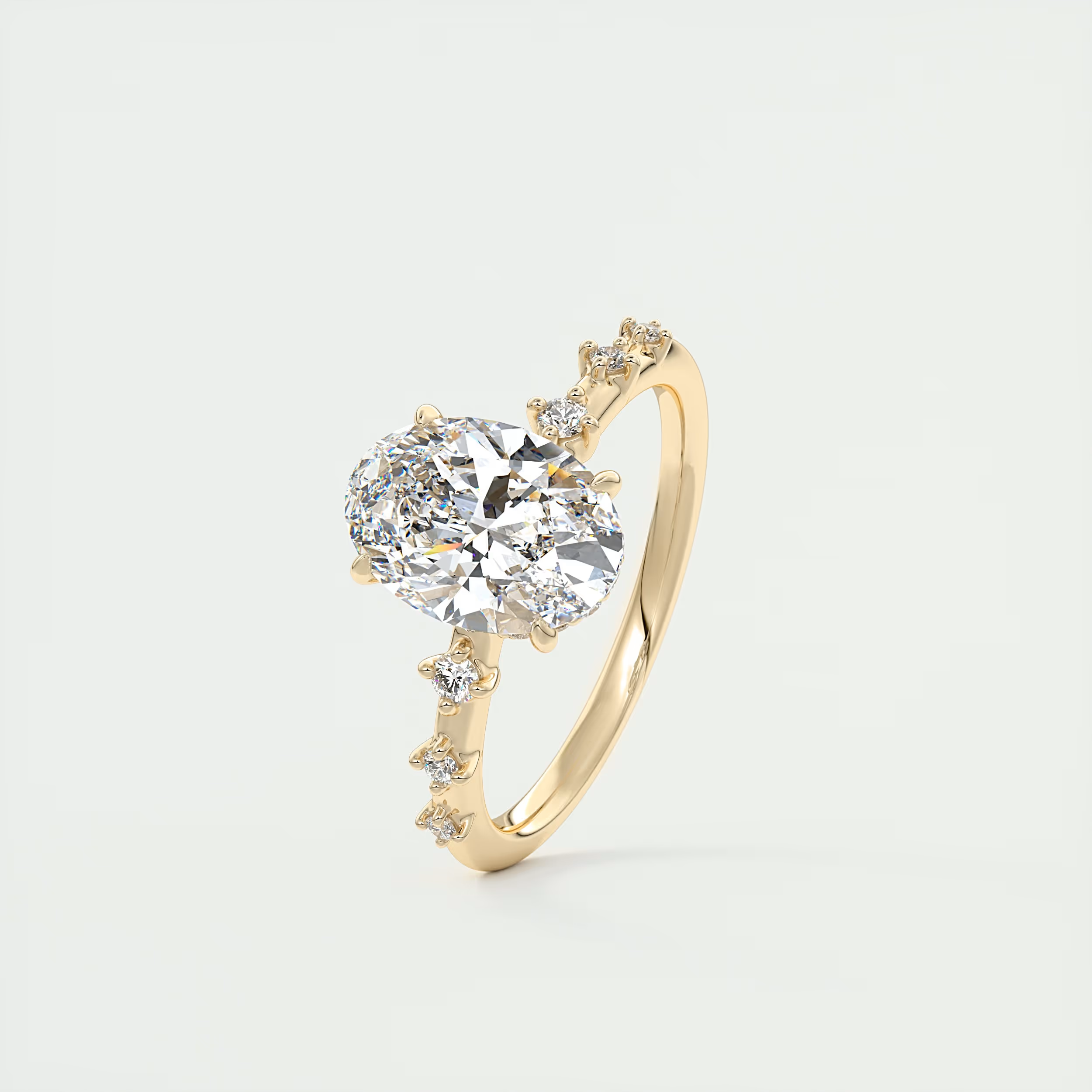 Shank 2 Carat Dainty Oval Solitaire with Hidden Halo