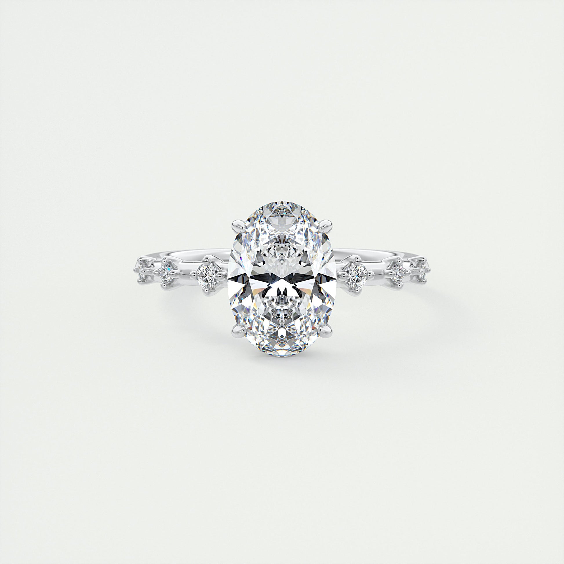 Shank 2 Carat Dainty Oval Solitaire with Hidden Halo