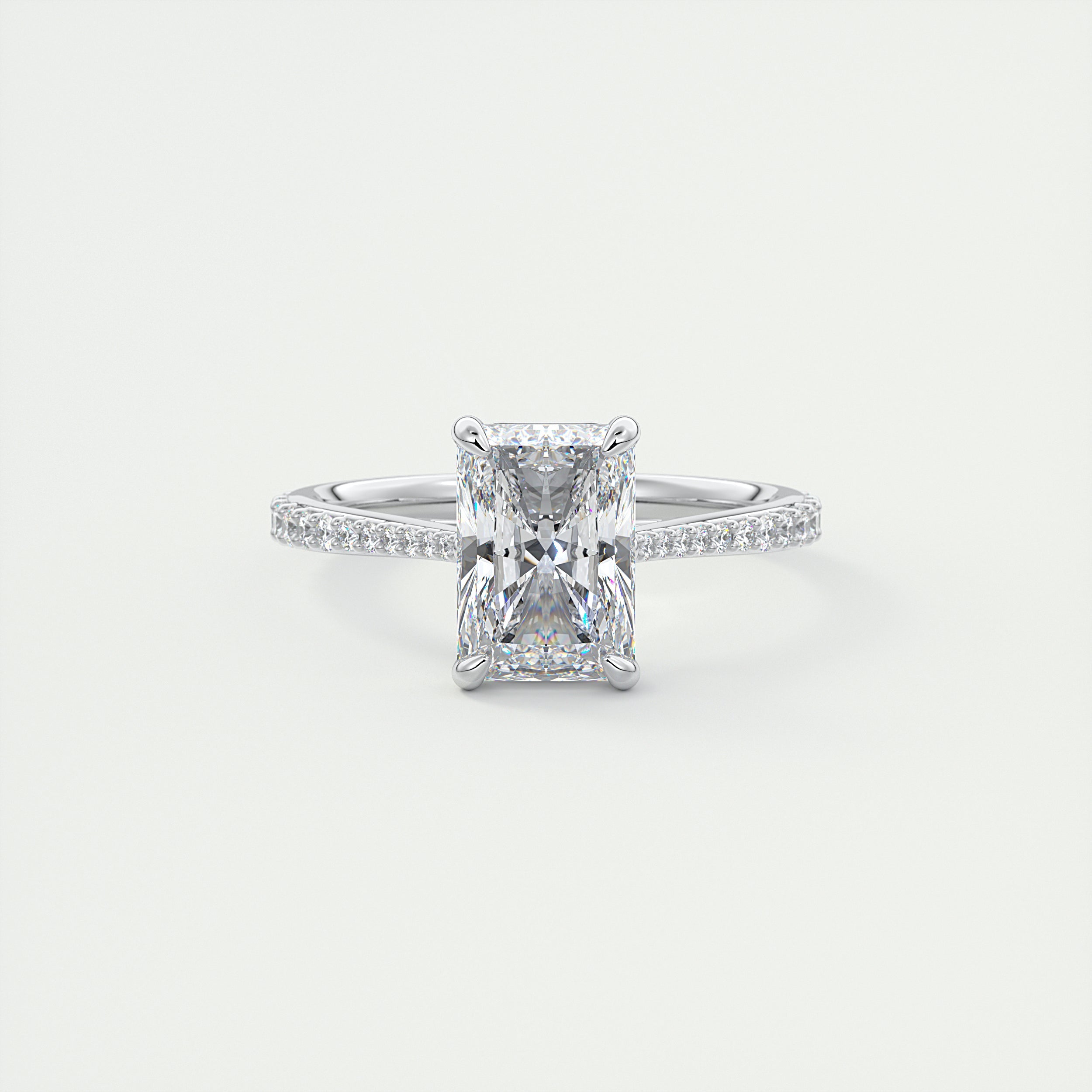 2 Carat Radiant Solitaire Cathedral Setting