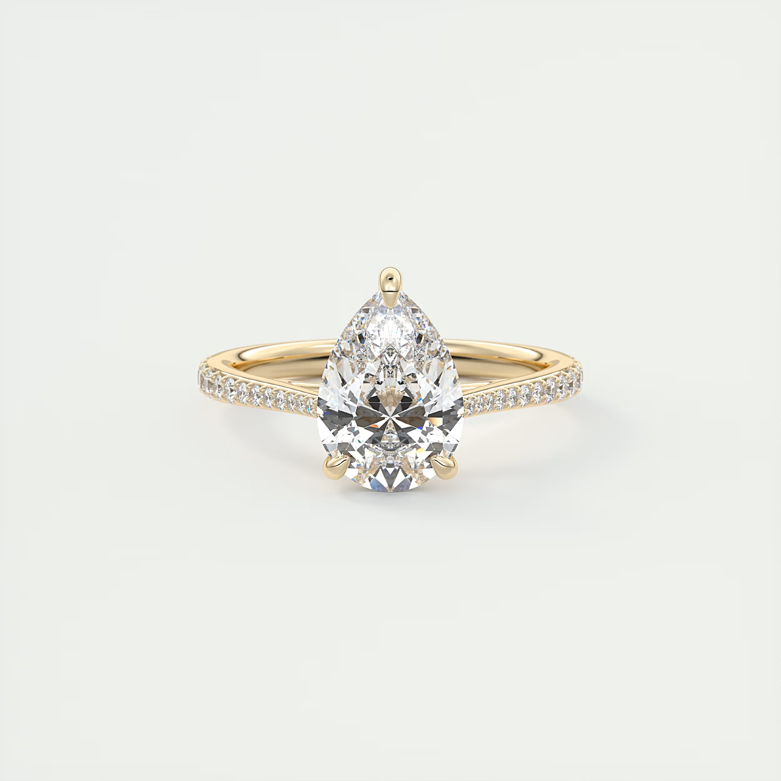 2 Carat Pear Solitaire Cathedral Setting