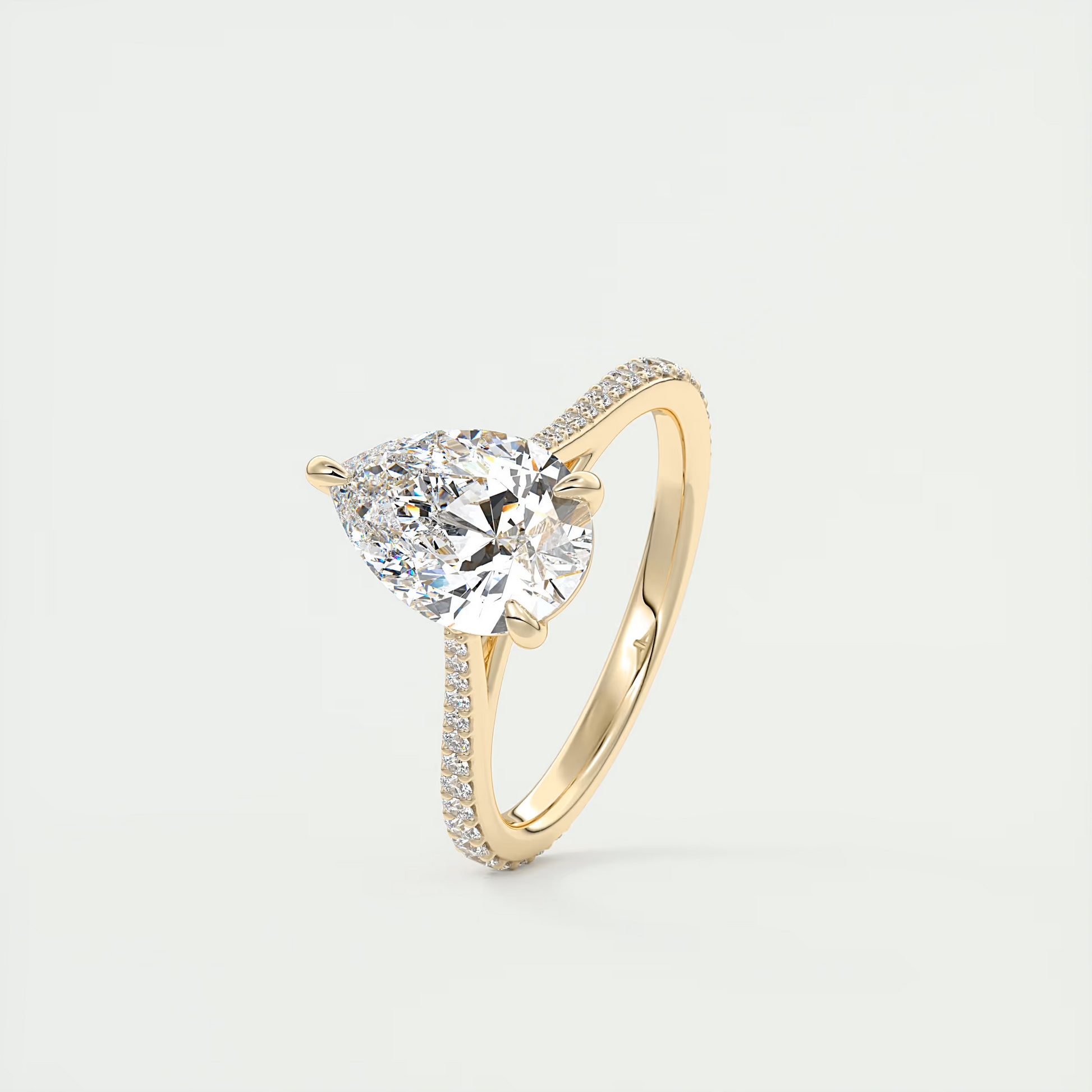 2 Carat Pear Solitaire Cathedral Setting