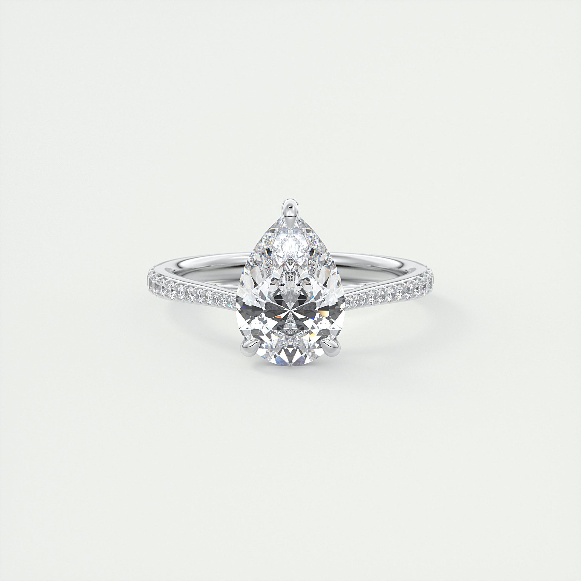 2 Carat Pear Solitaire Cathedral Setting