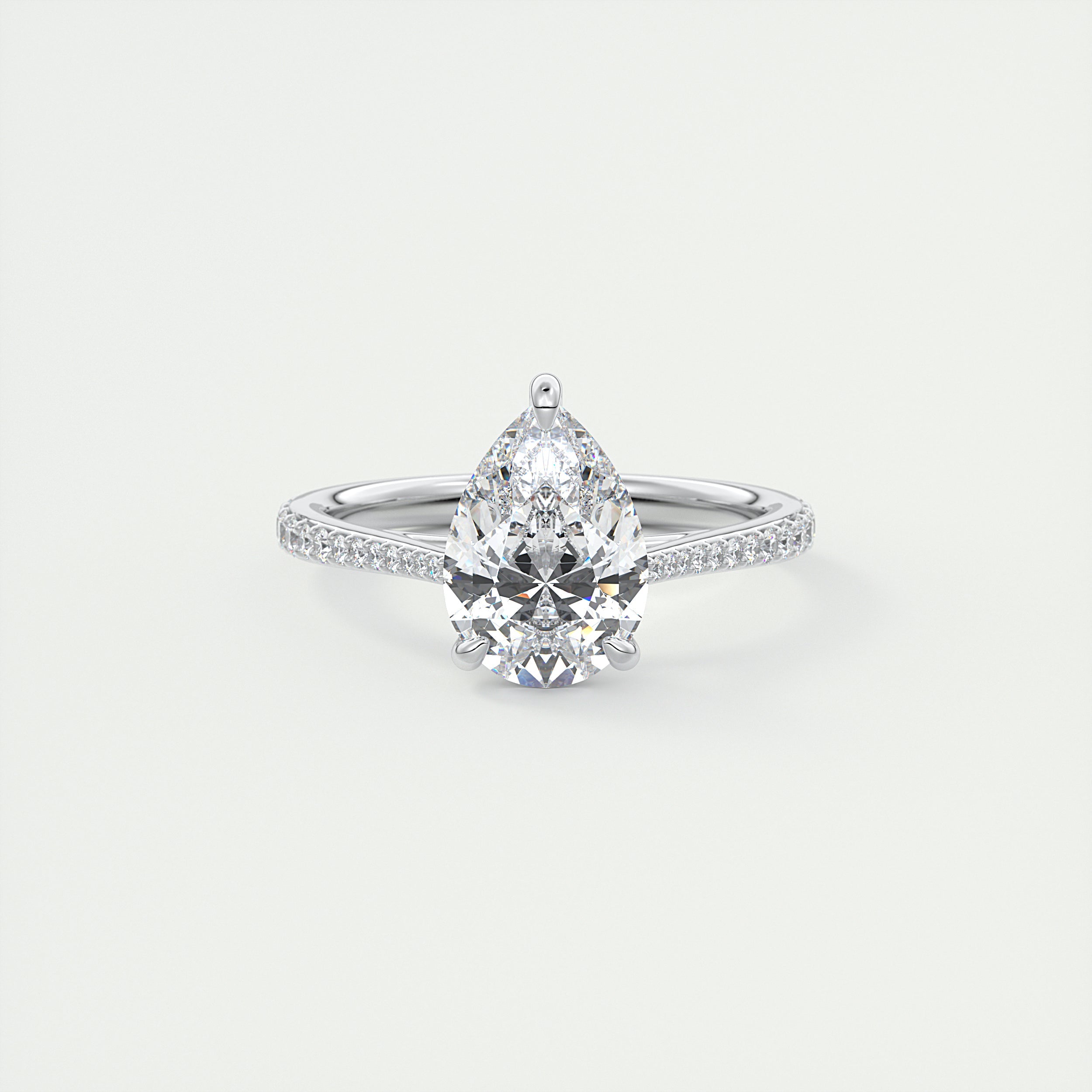 2 Carat Pear Solitaire Cathedral Setting