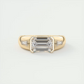Chunky 2 Carat Emerald & Tapered Baguettes Chunky Half Bezel Three-Stone Ring