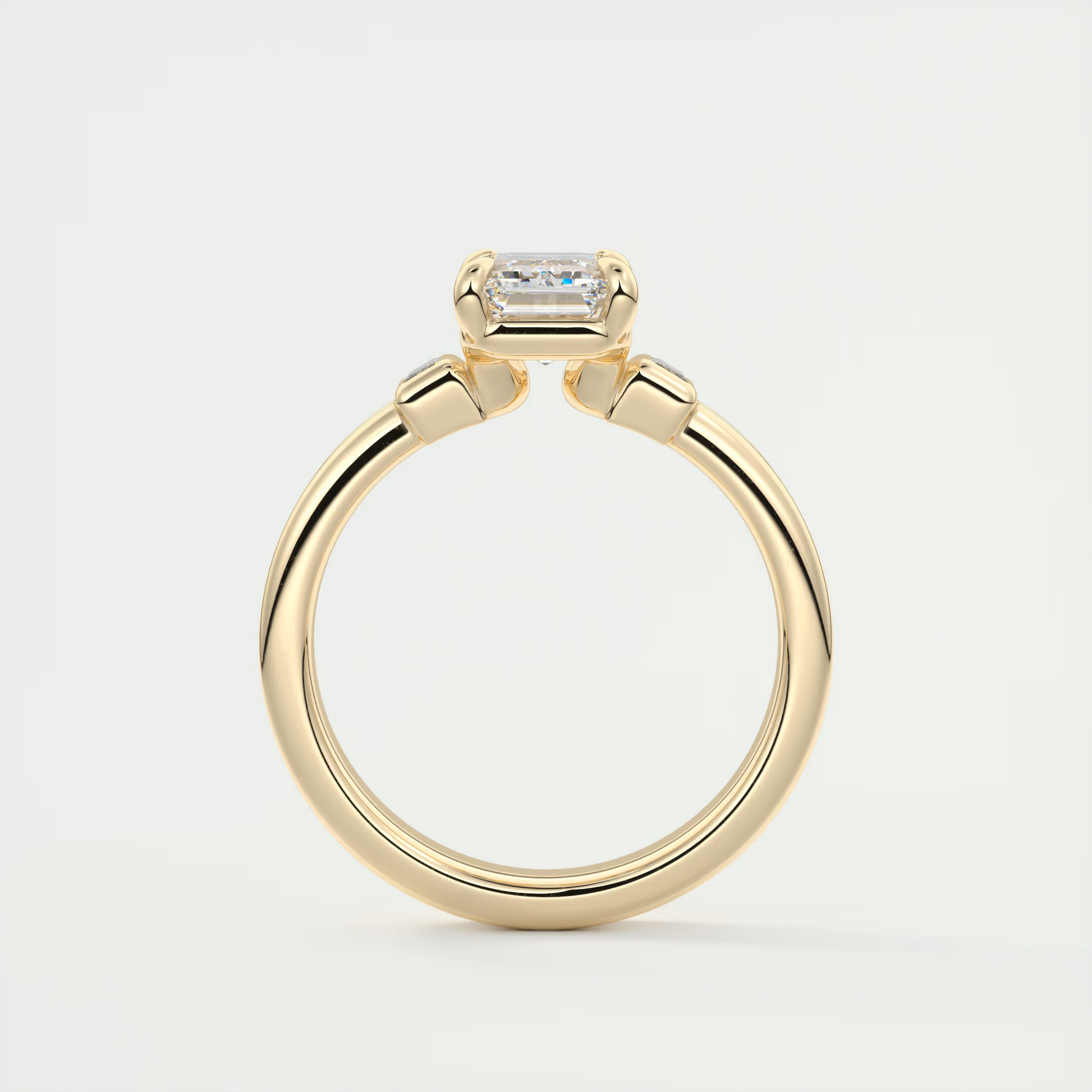 Strength 2 Carat Emerald & Baguette Three-Stone Engagement Ring