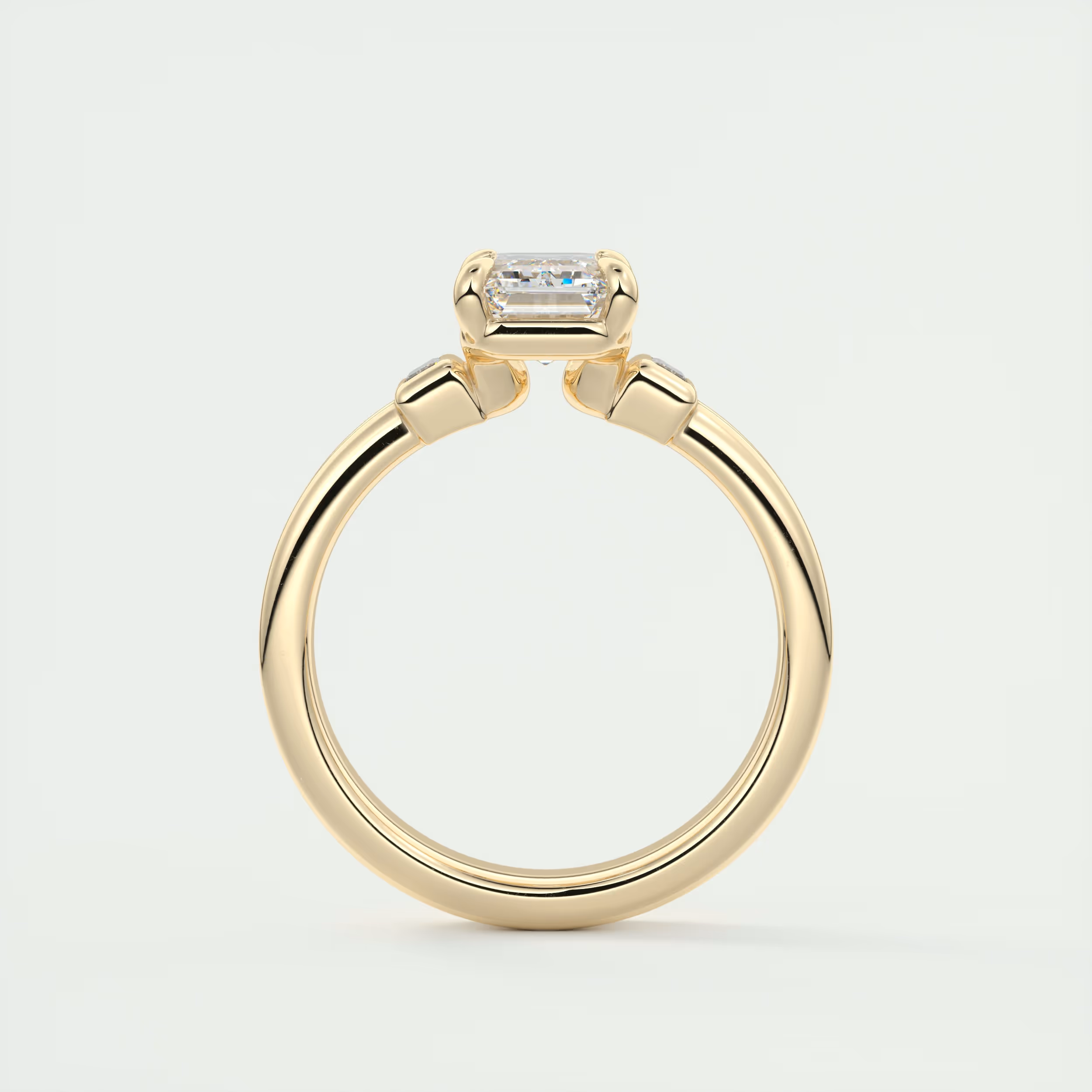Strength 2 Carat Emerald & Baguette Three-Stone Engagement Ring