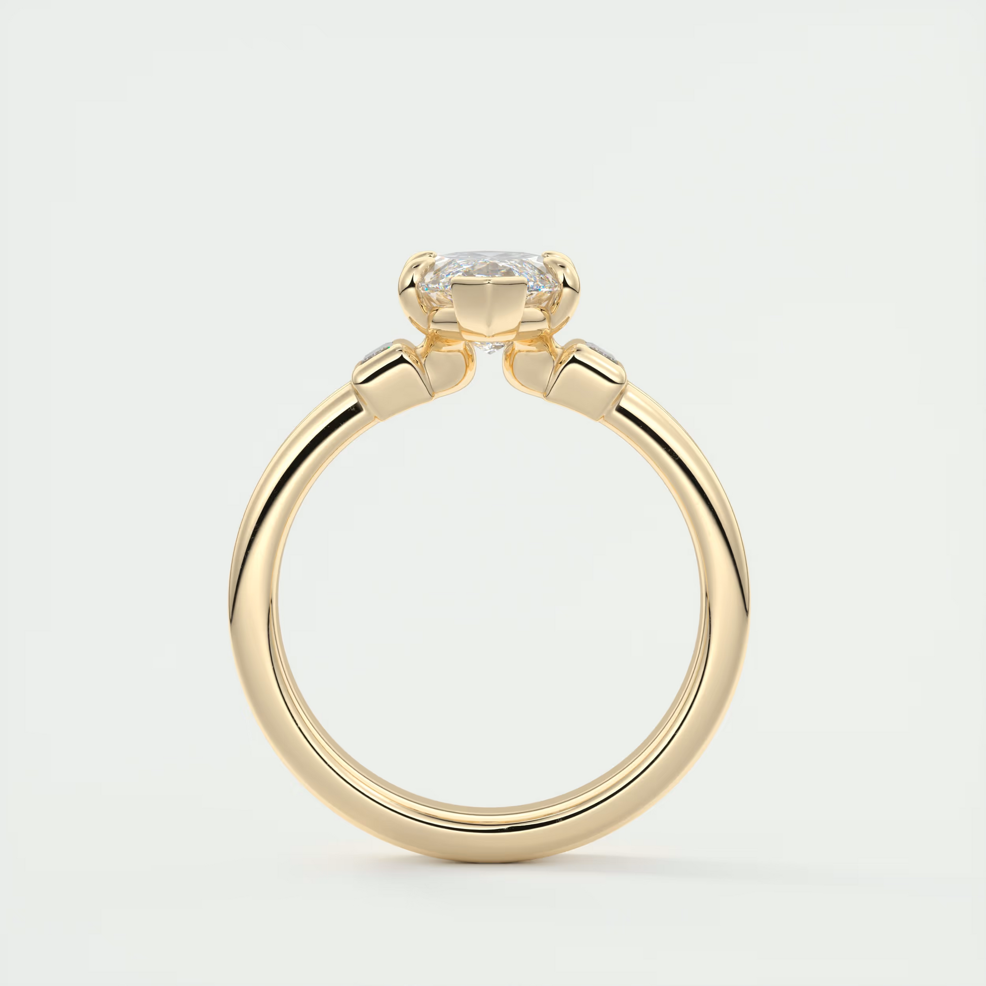 Sleek 2 Carat Marquise & Baguette Three-Stone Engagement Ring
