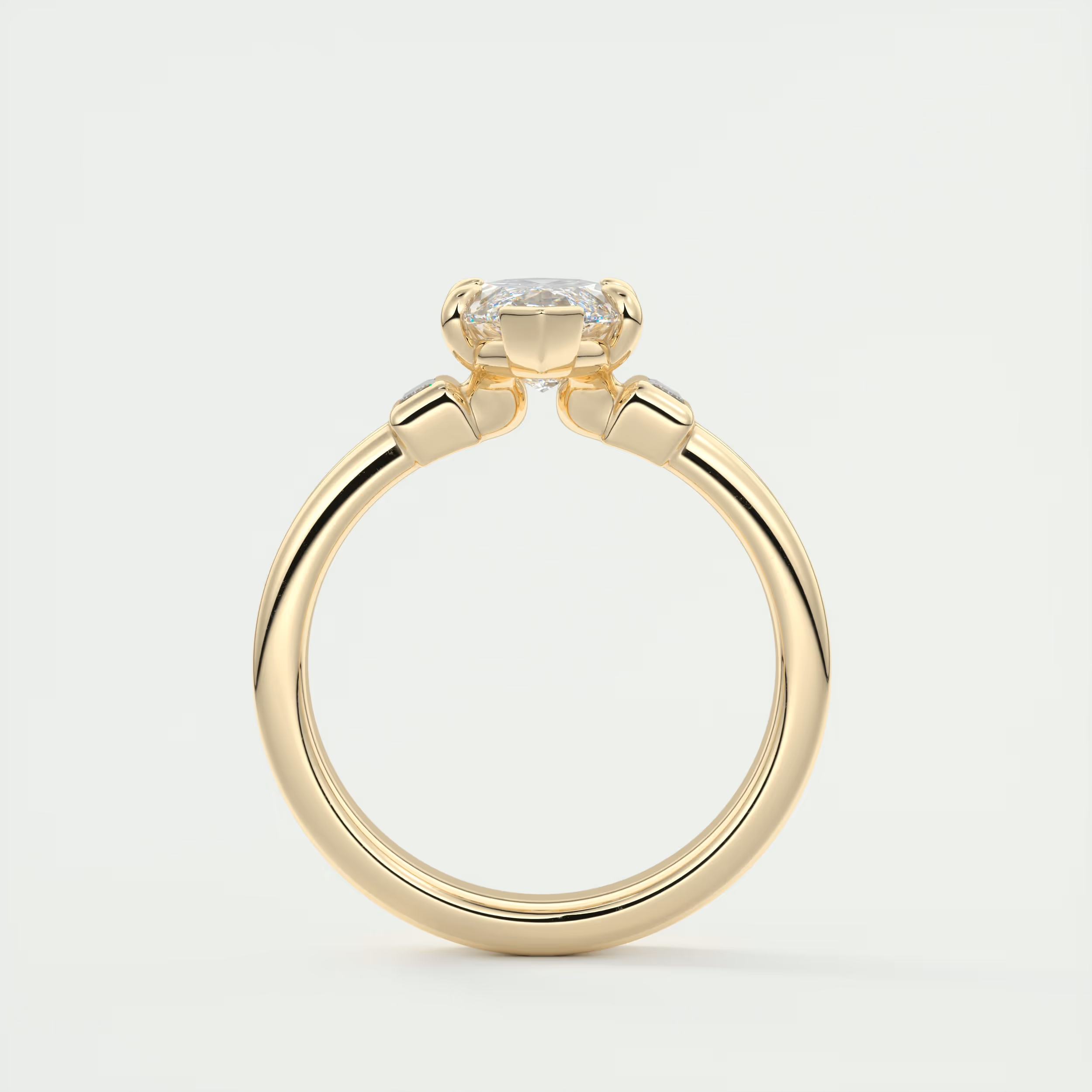 Sleek 2 Carat Marquise & Baguette Three-Stone Engagement Ring