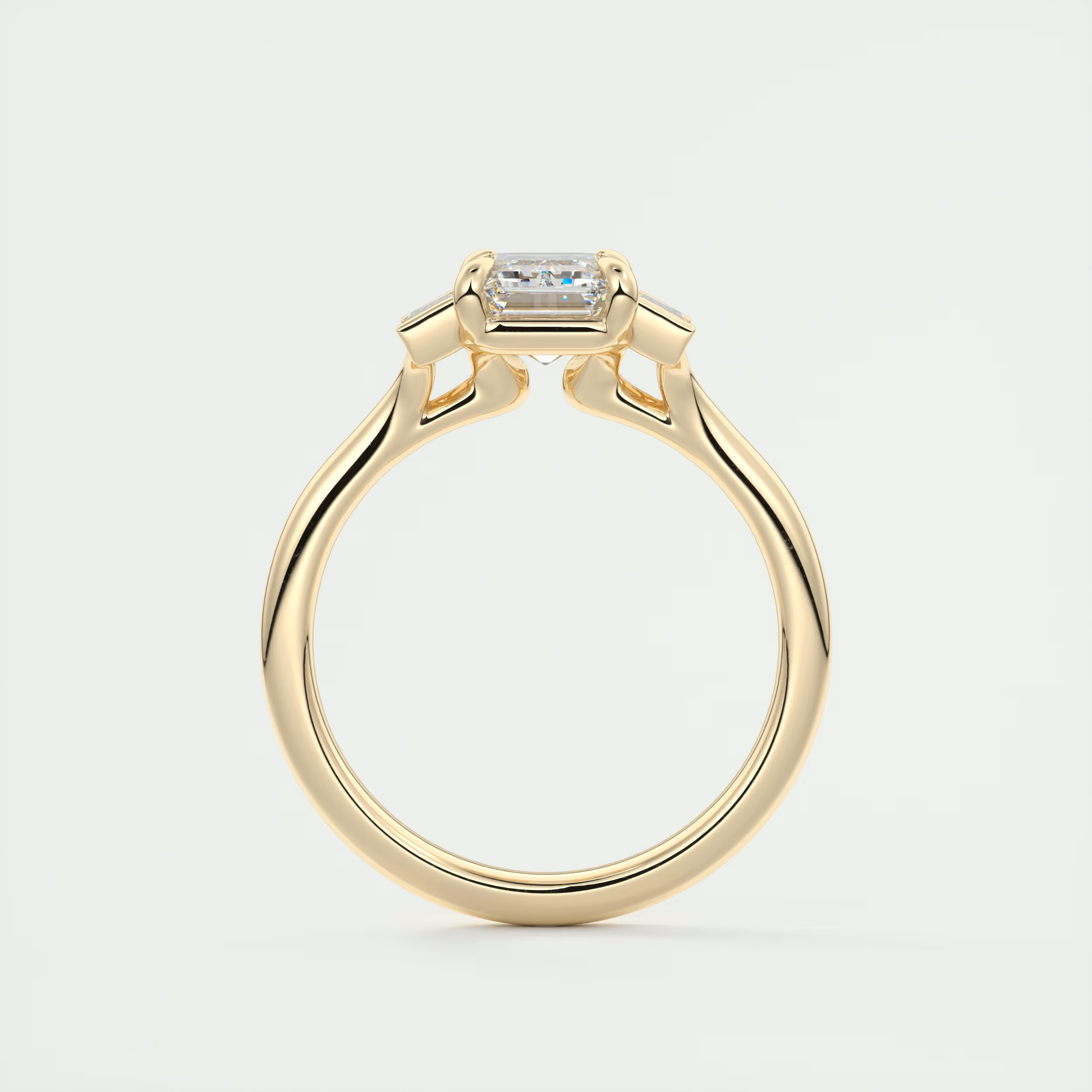 Art Deco 2 Carat Emerald & Baguette Deco Three-Stone Engagement Ring