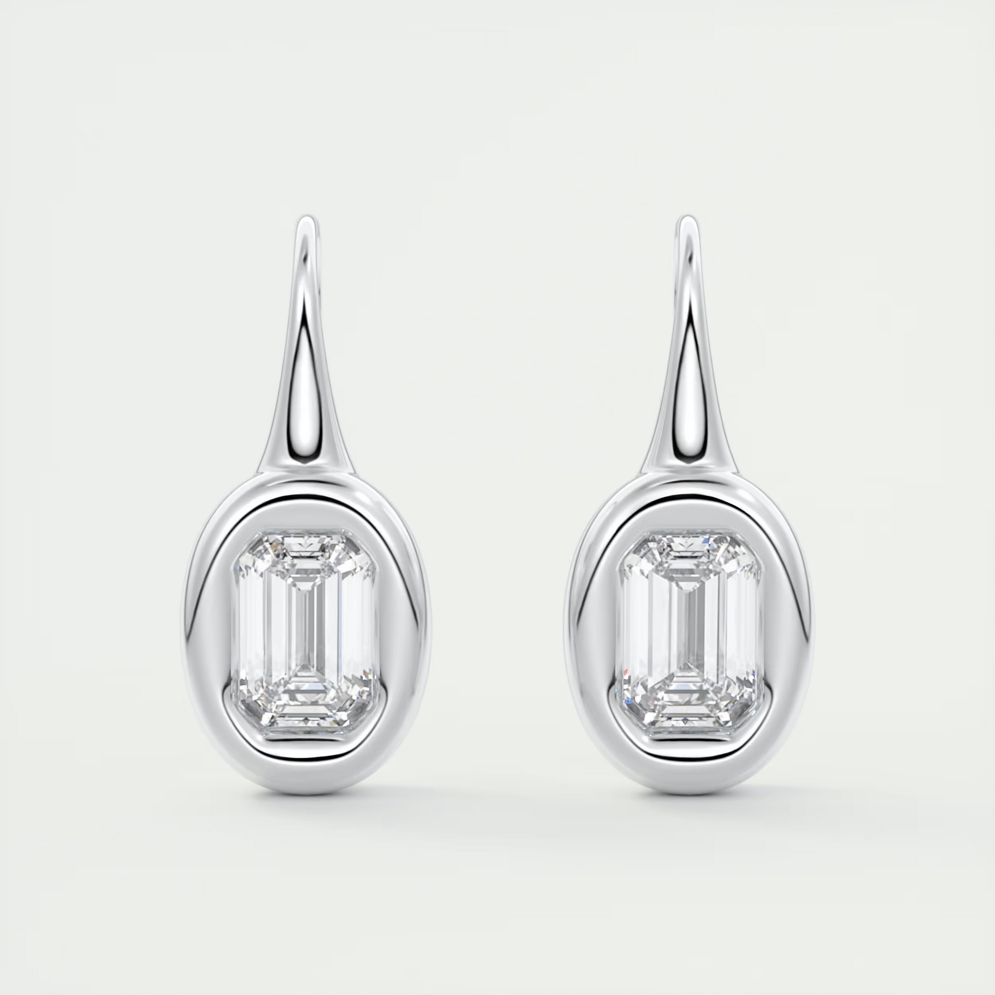 1.5 ct Emerald Bezel Drop Earrings