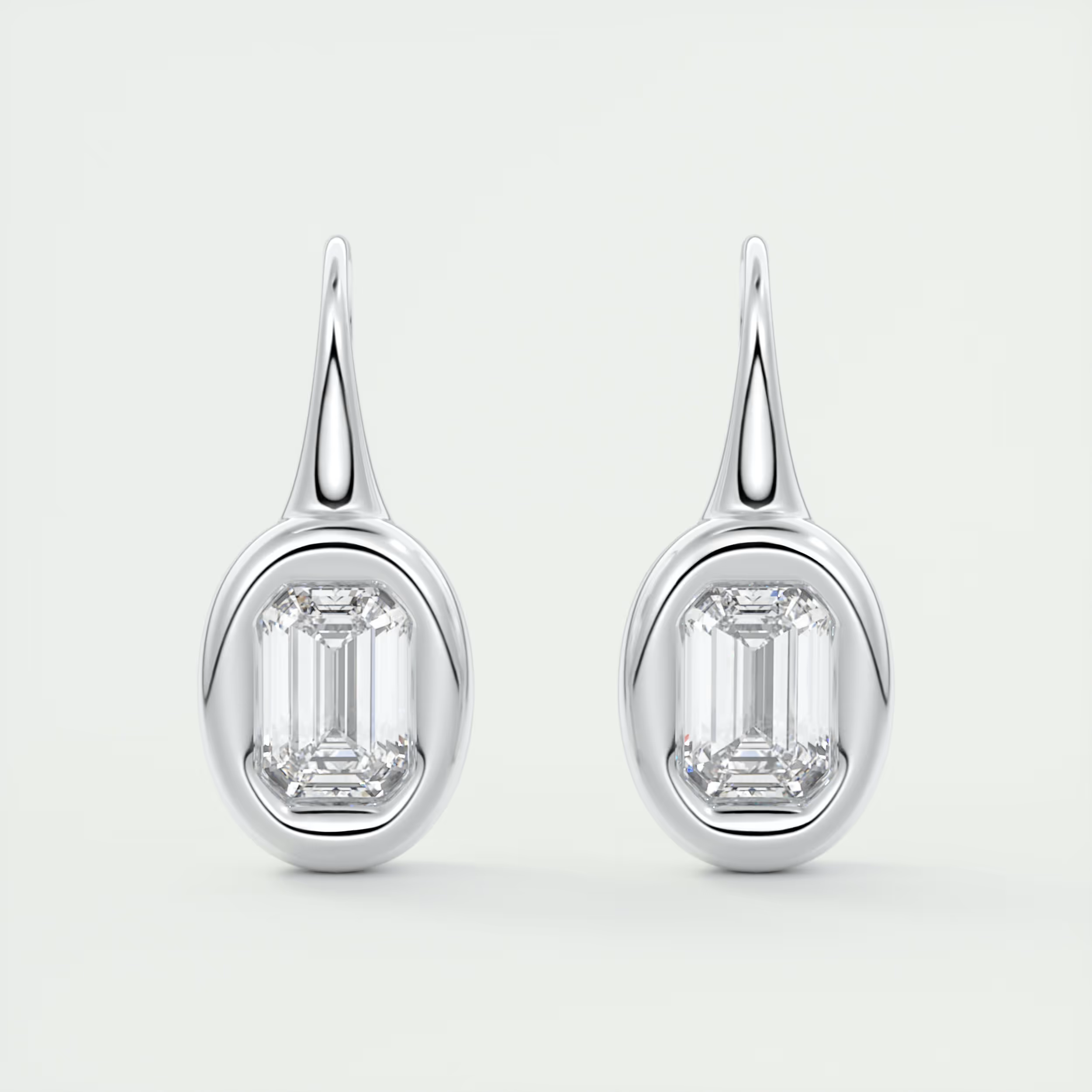 1.5 ct Emerald Bezel Drop Earrings