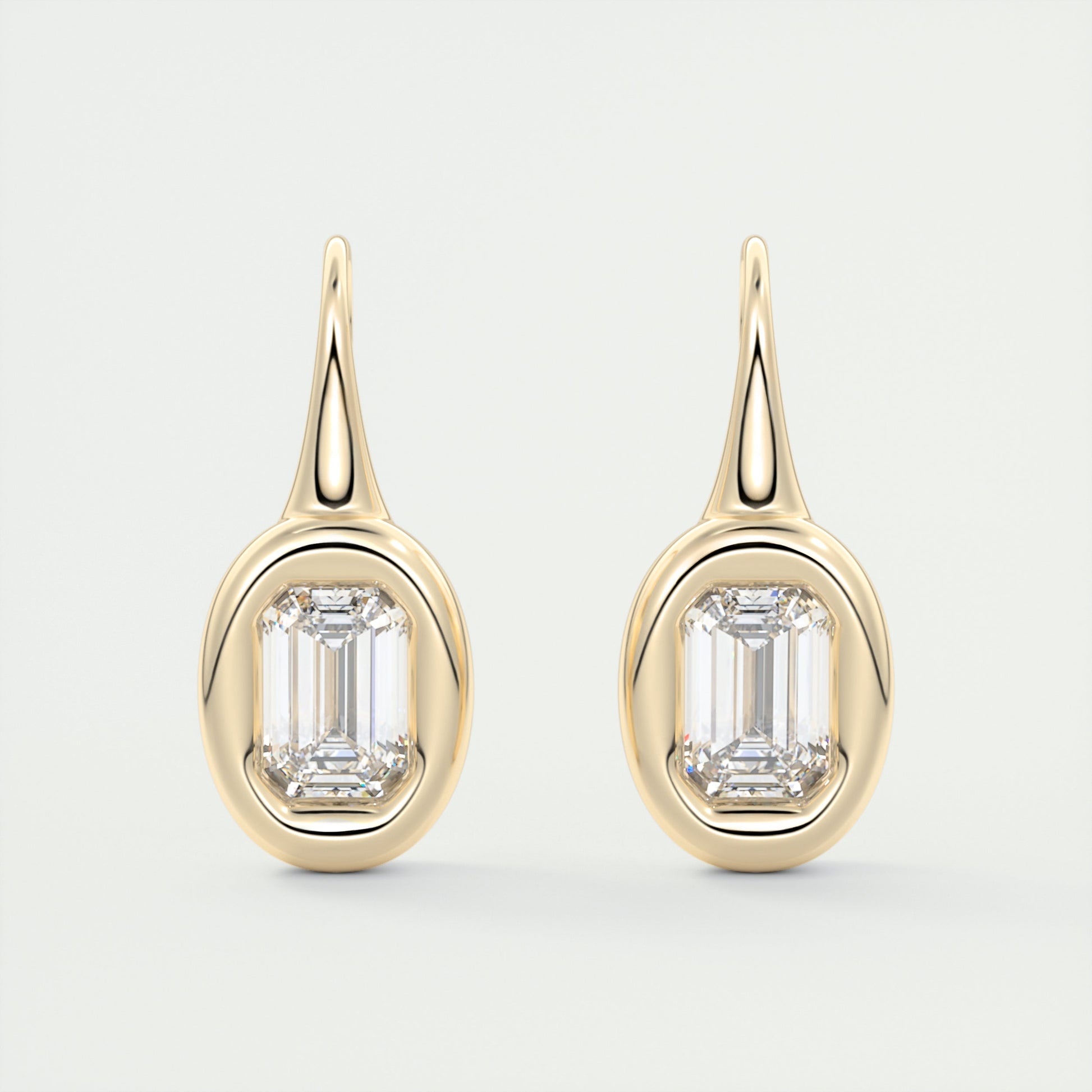 1.5 ct Emerald Bezel Drop Earrings