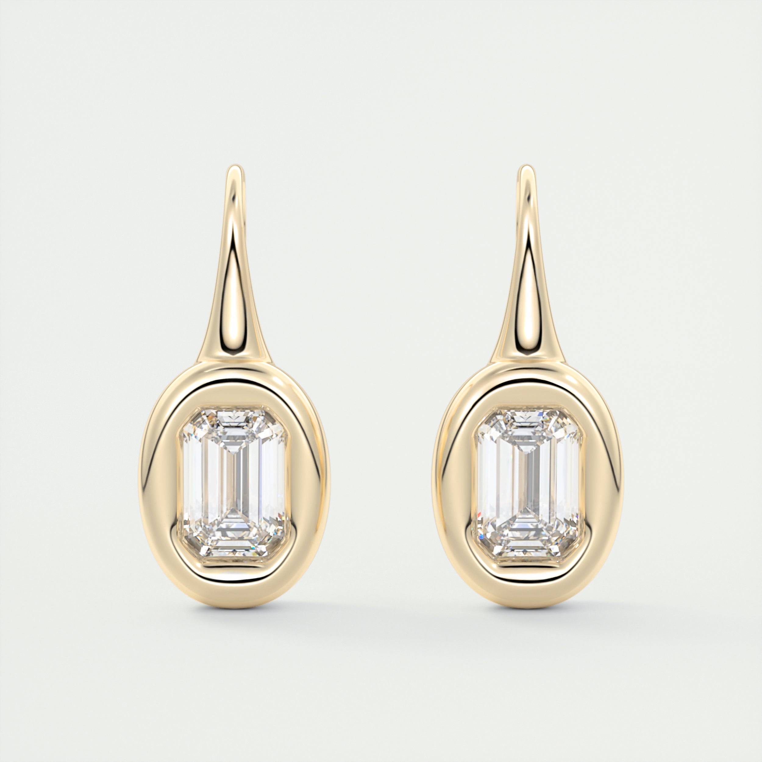 1.5 ct Emerald Bezel Drop Earrings