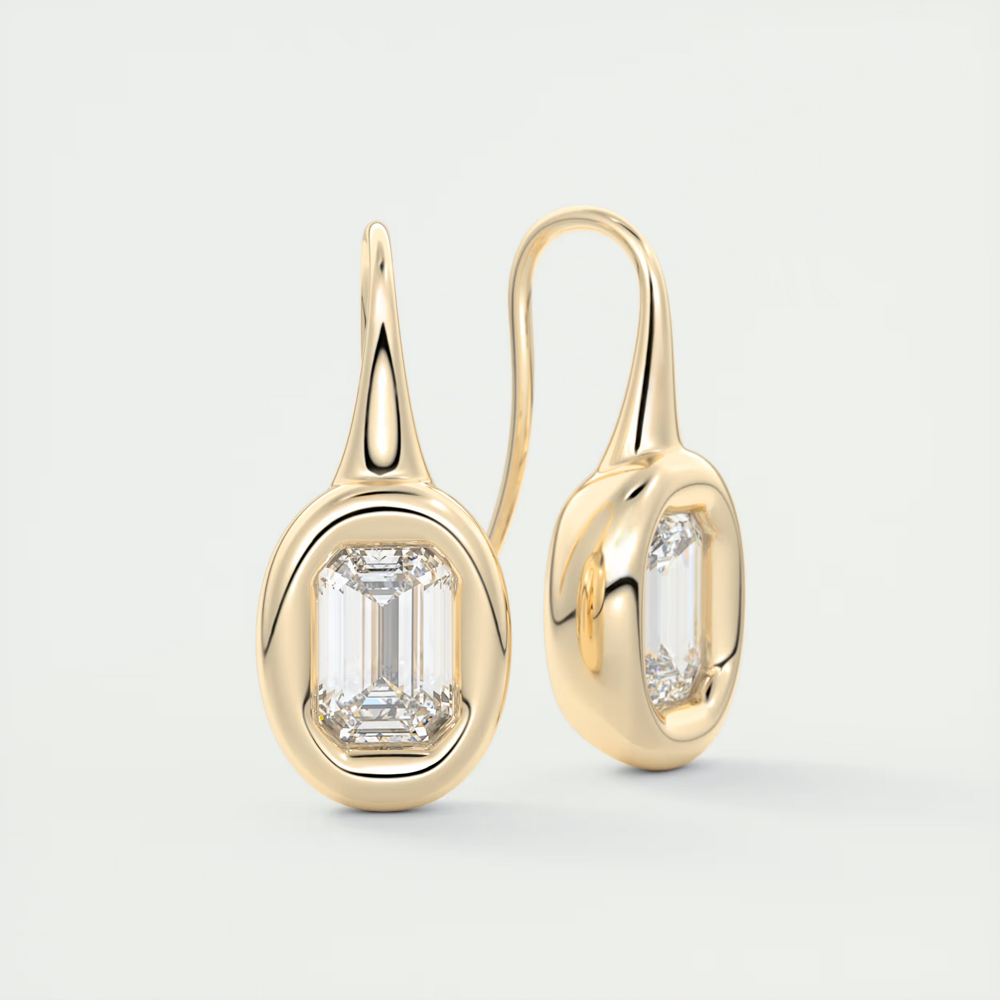 1.5 ct Emerald Bezel Drop Earrings