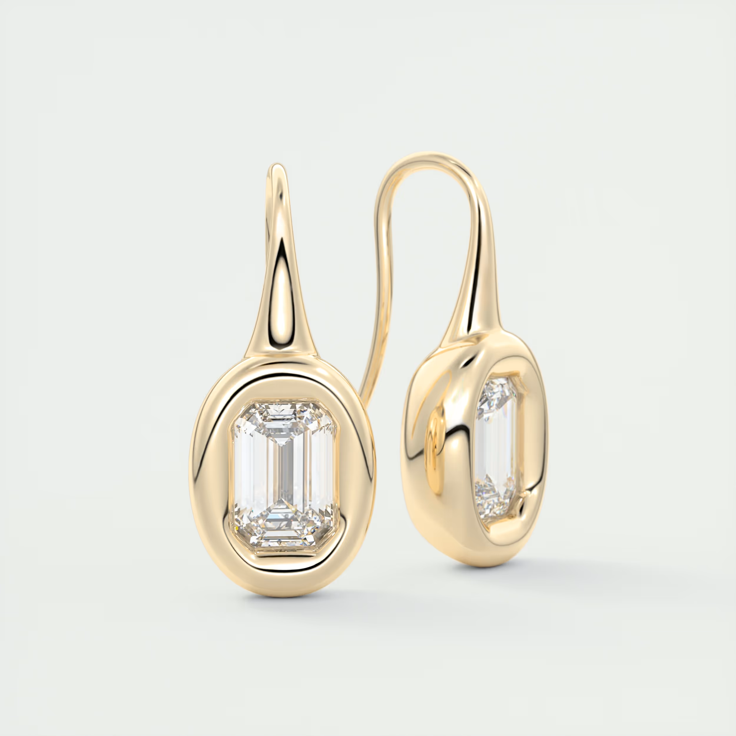 1.5 ct Emerald Bezel Drop Earrings