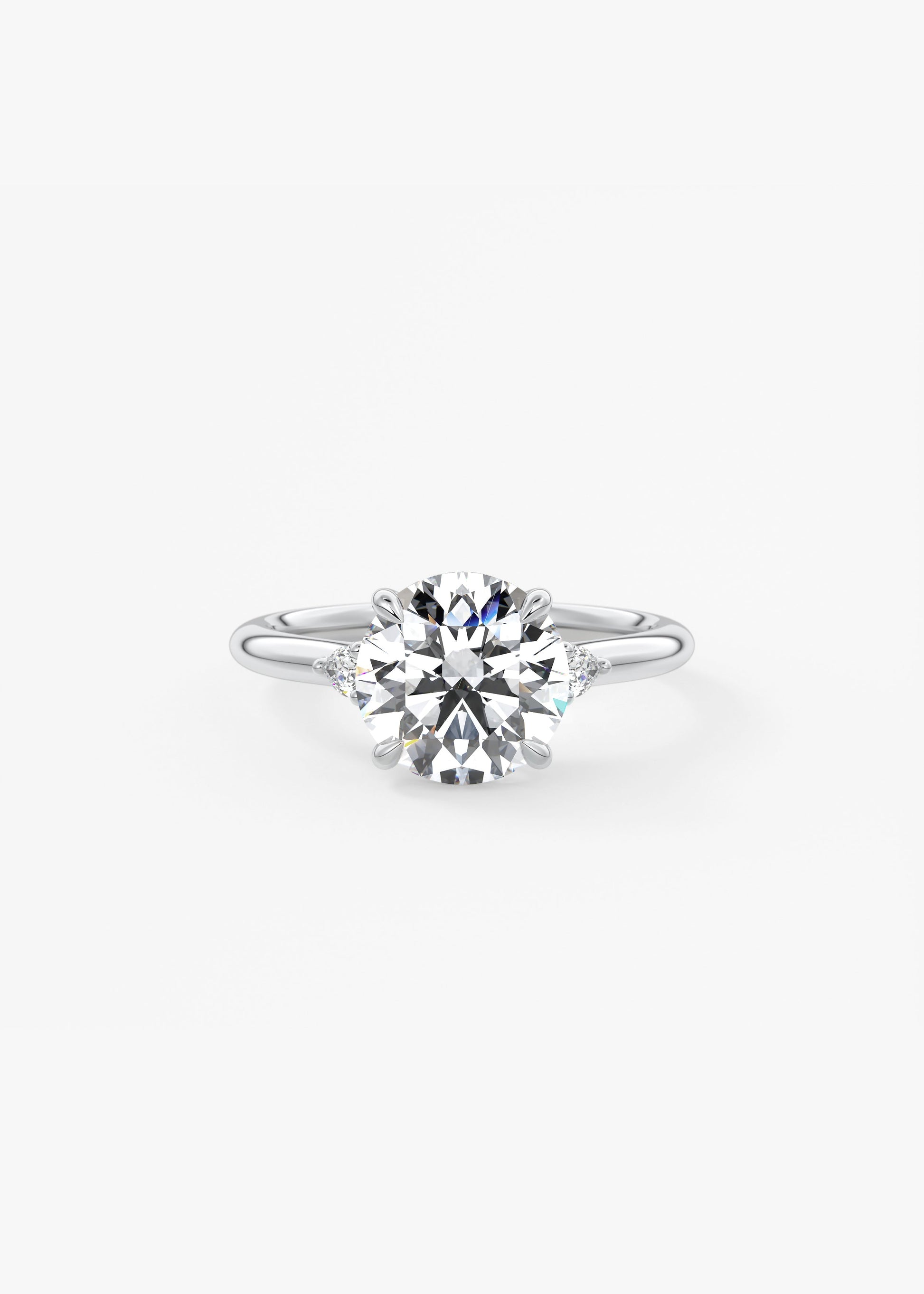Accented 2 Carat Round Three-Stone Trellis Engagement Ring