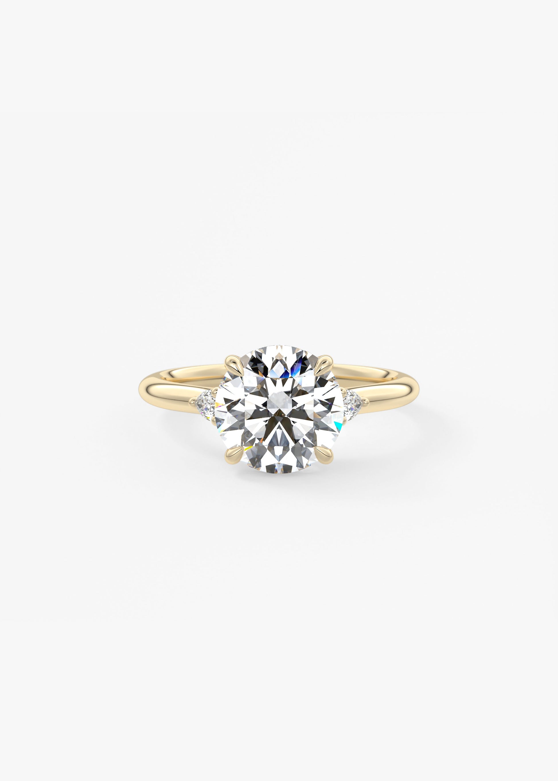 Accented 2 Carat Round Three-Stone Trellis Engagement Ring
