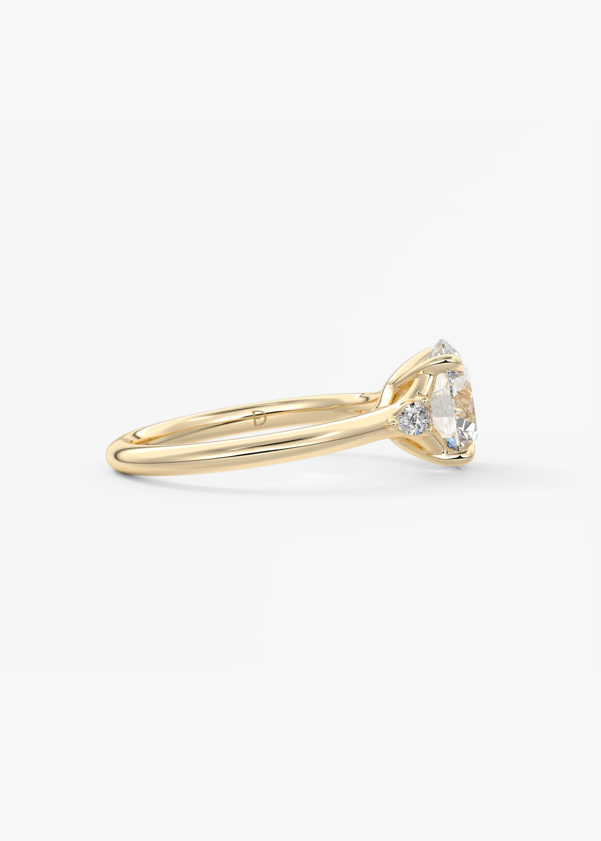 Accented 2 Carat Round Three-Stone Trellis Engagement Ring