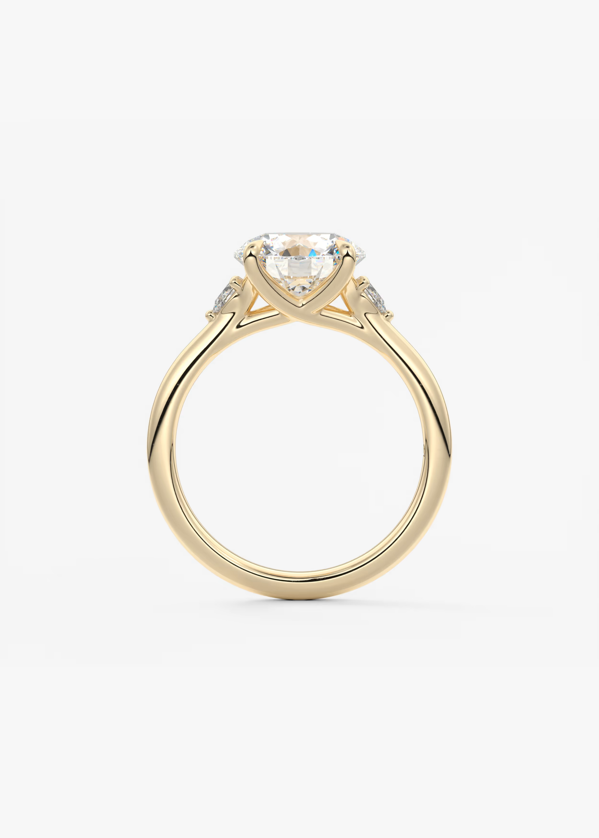 Accented 2 Carat Round Three-Stone Trellis Engagement Ring