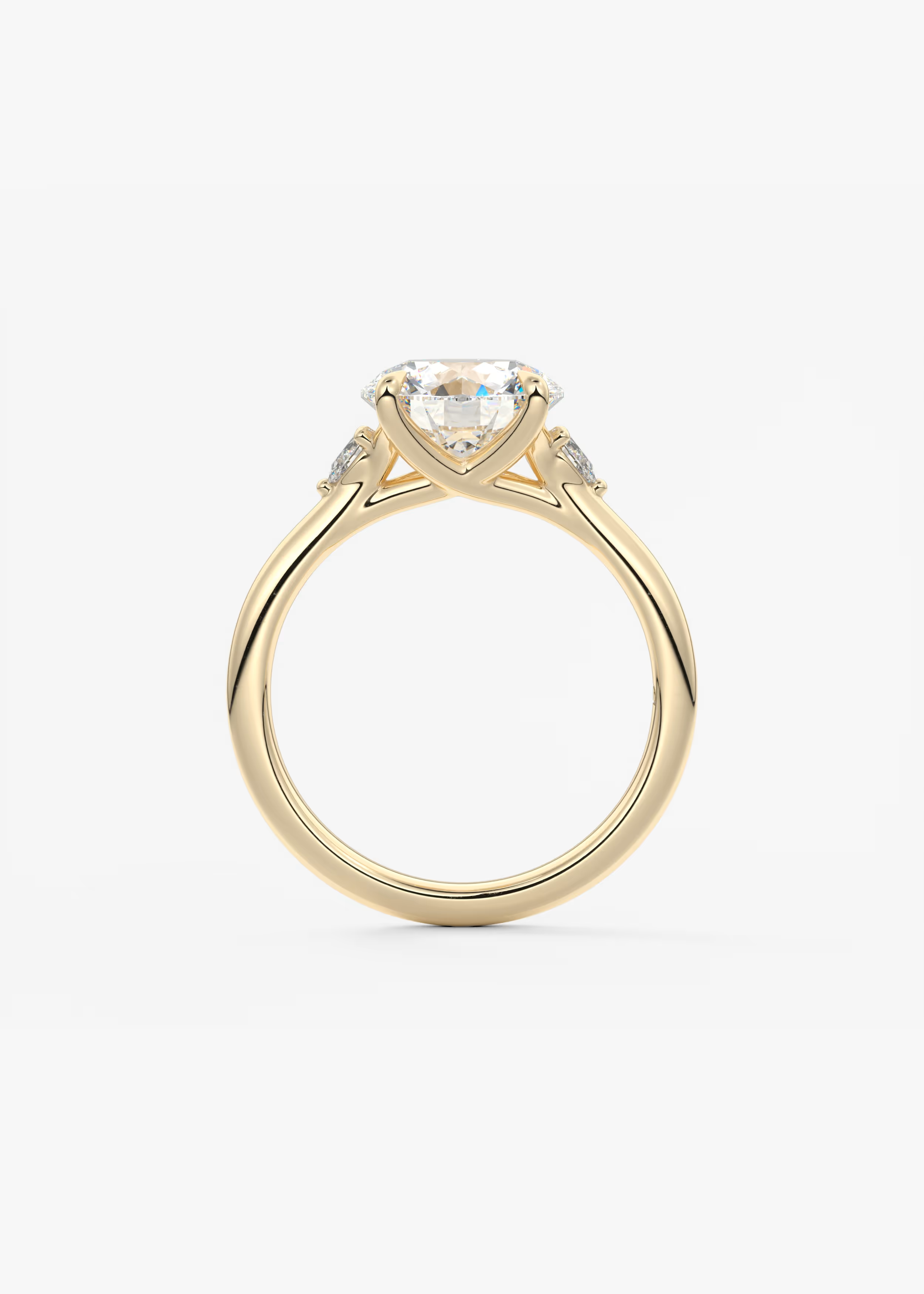 Accented 2 Carat Round Three-Stone Trellis Engagement Ring
