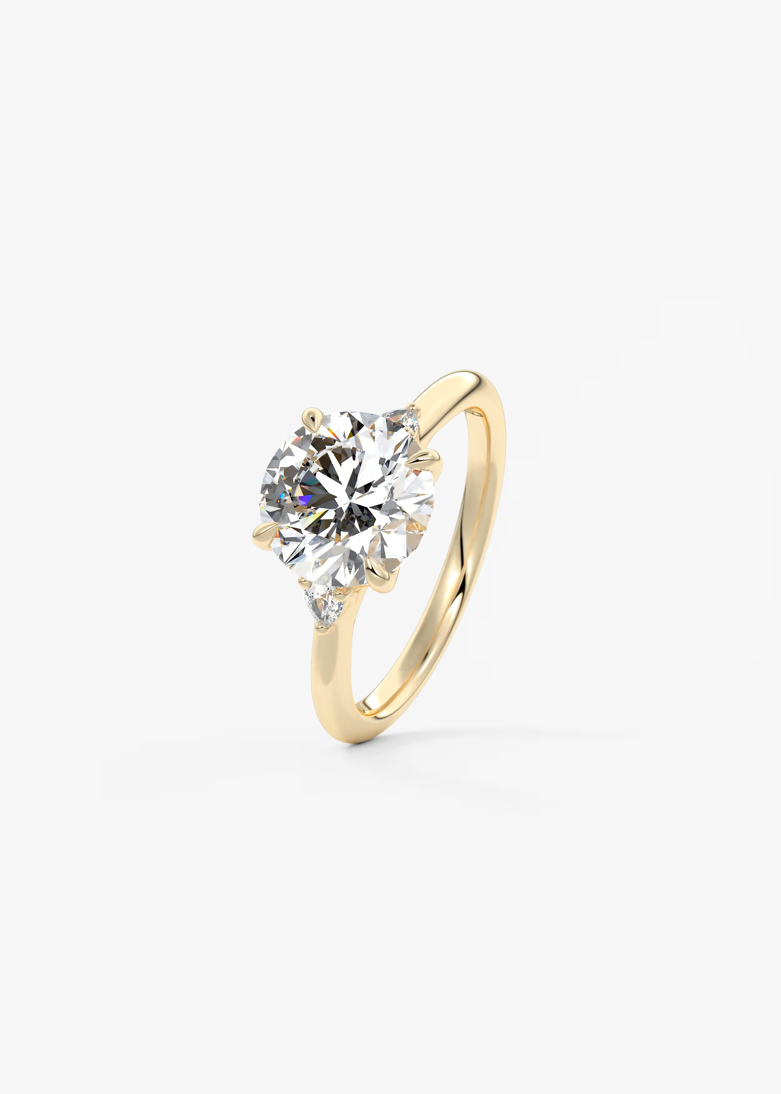 Accented 2 Carat Round Three-Stone Trellis Engagement Ring