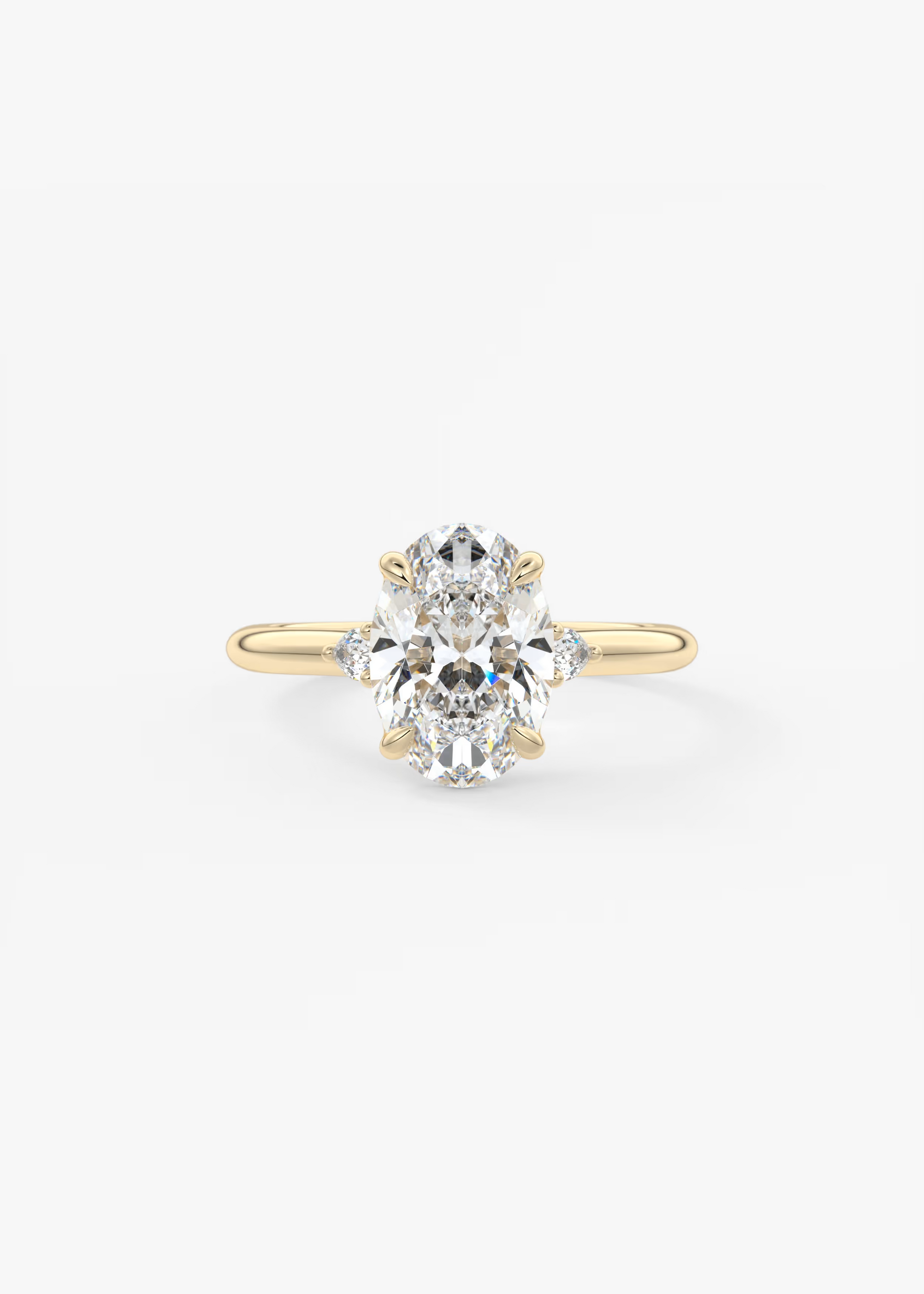 Soft Curves 2 Carat Oval Three-Stone Trellis Engagement Ring