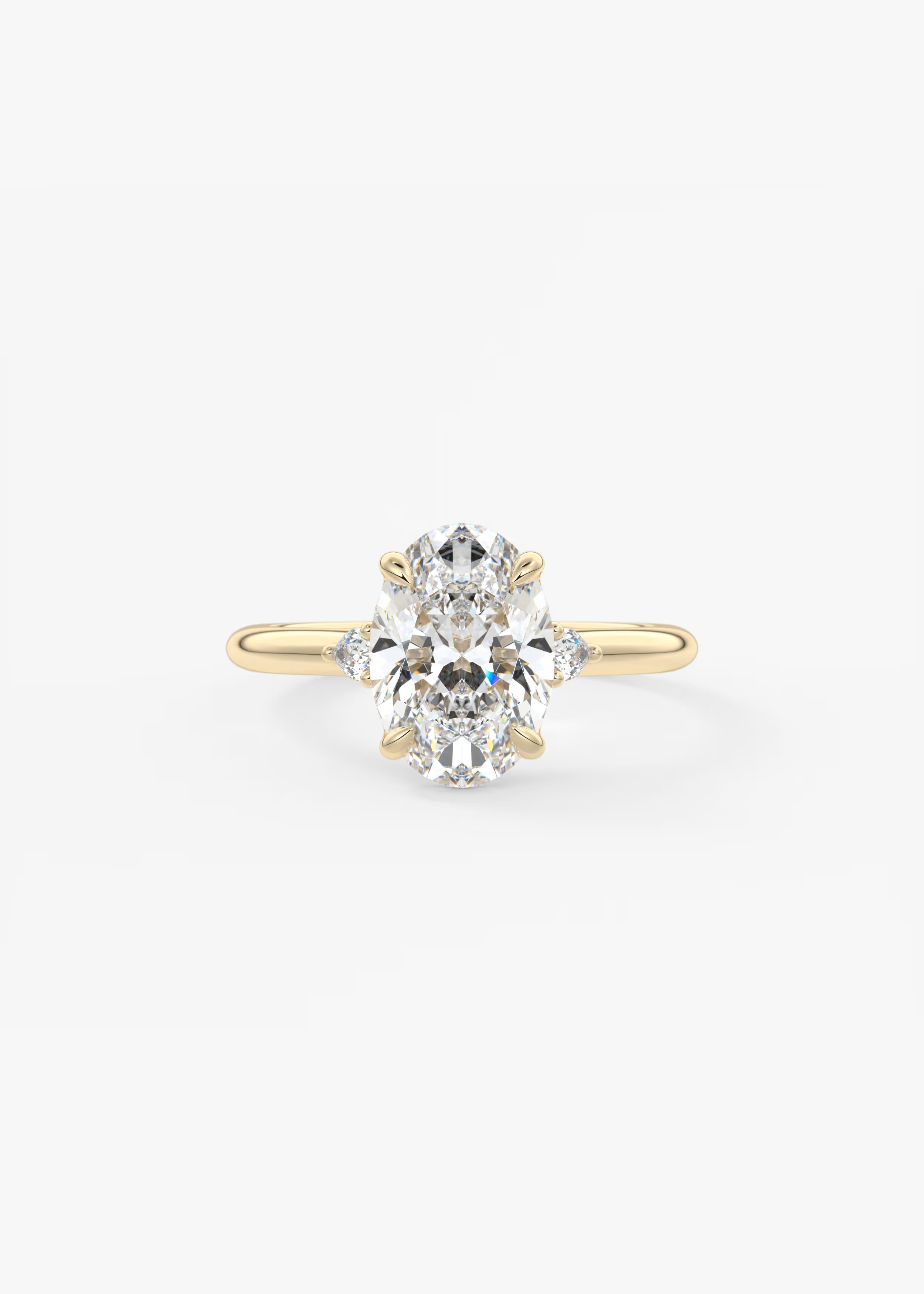 Soft Curves 2 Carat Oval Three-Stone Trellis Engagement Ring