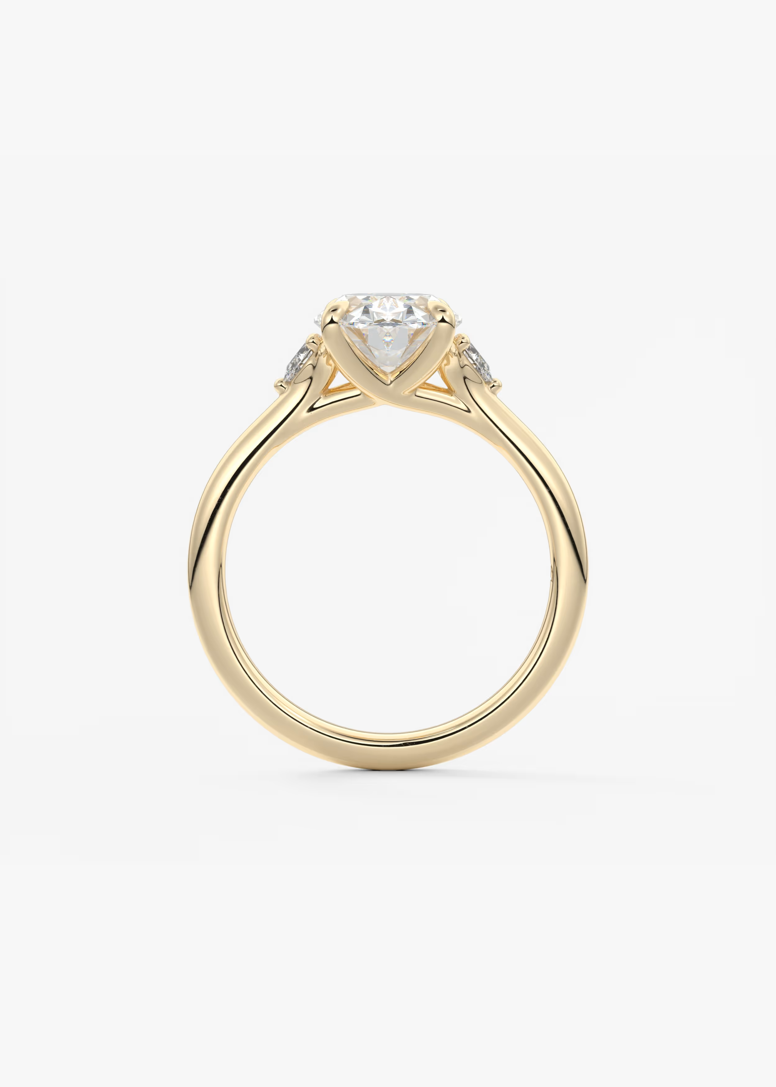 Soft Curves 2 Carat Oval Three-Stone Trellis Engagement Ring