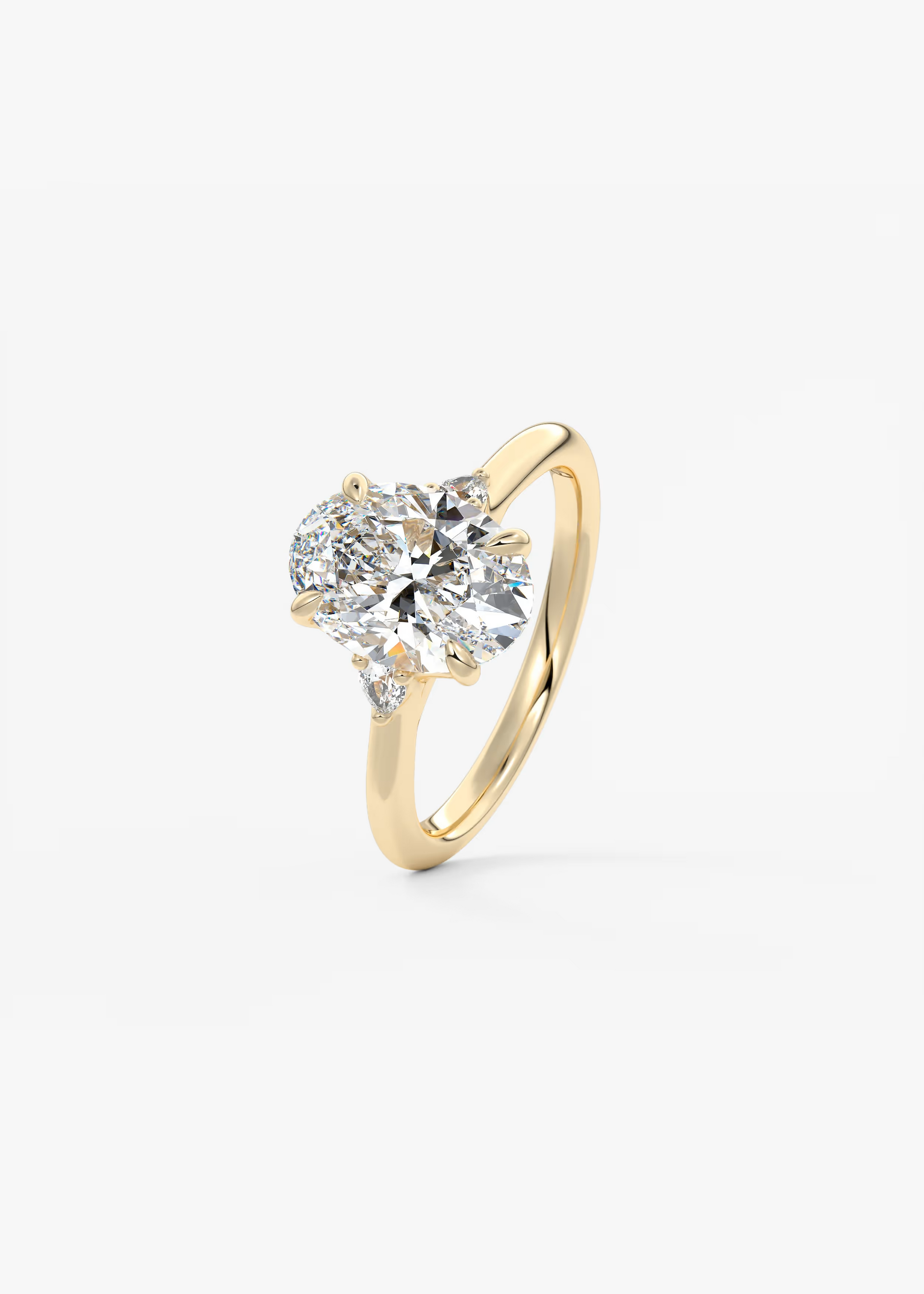 Soft Curves 2 Carat Oval Three-Stone Trellis Engagement Ring