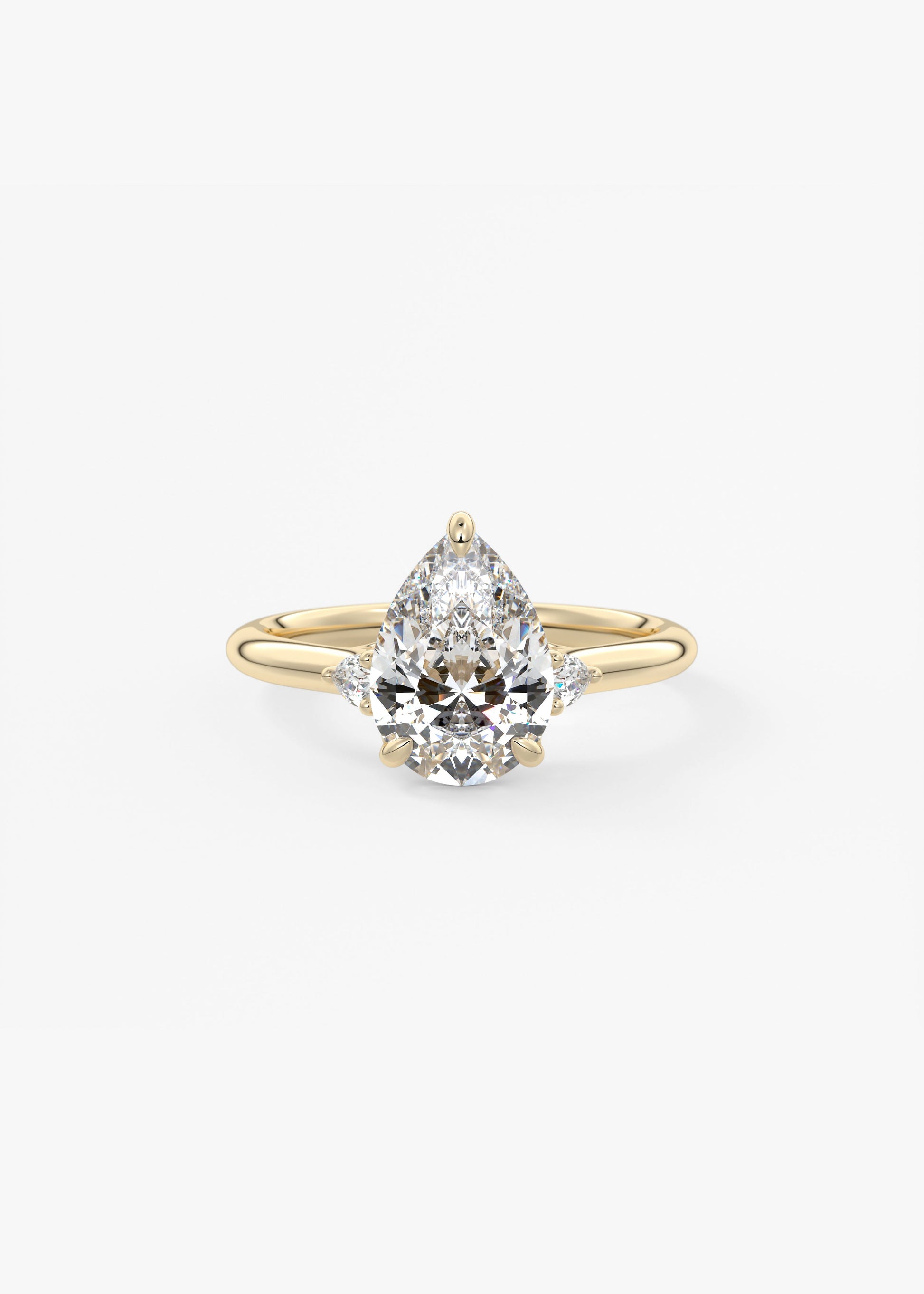 Graceful 2 Carat Pear Three-Stone Trellis Engagement Ring