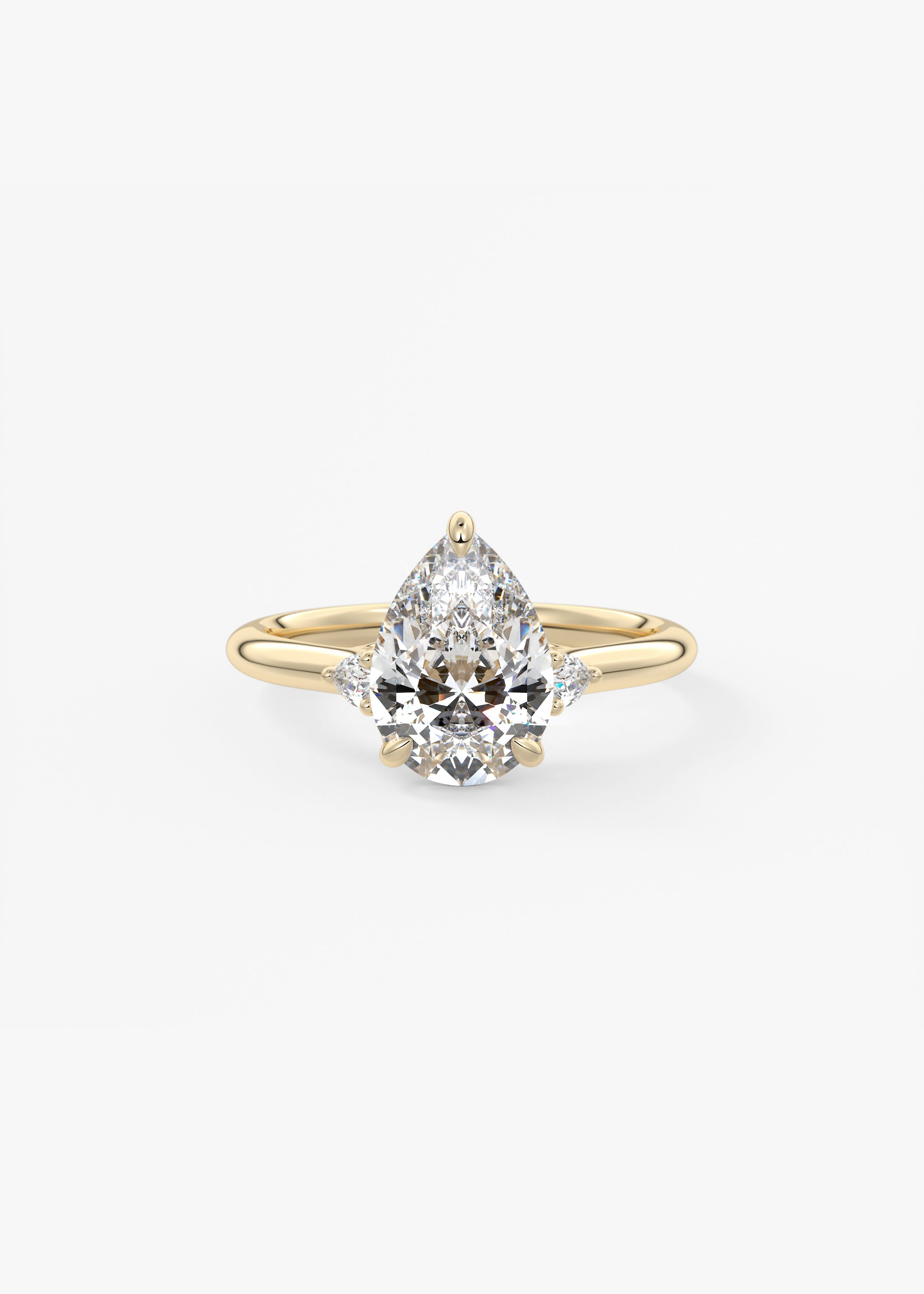 Graceful 2 Carat Pear Three-Stone Trellis Engagement Ring