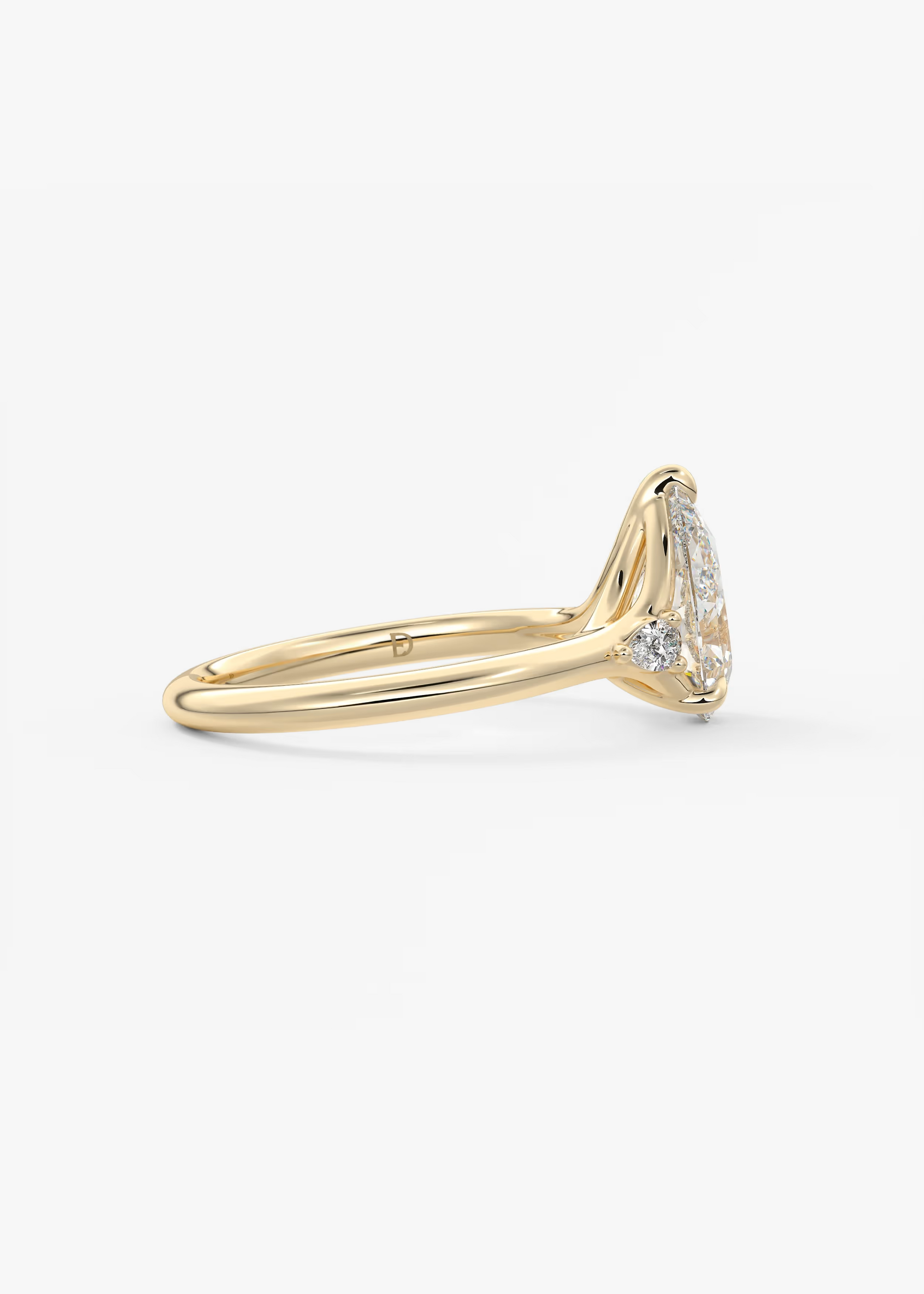 Graceful 2 Carat Pear Three-Stone Trellis Engagement Ring