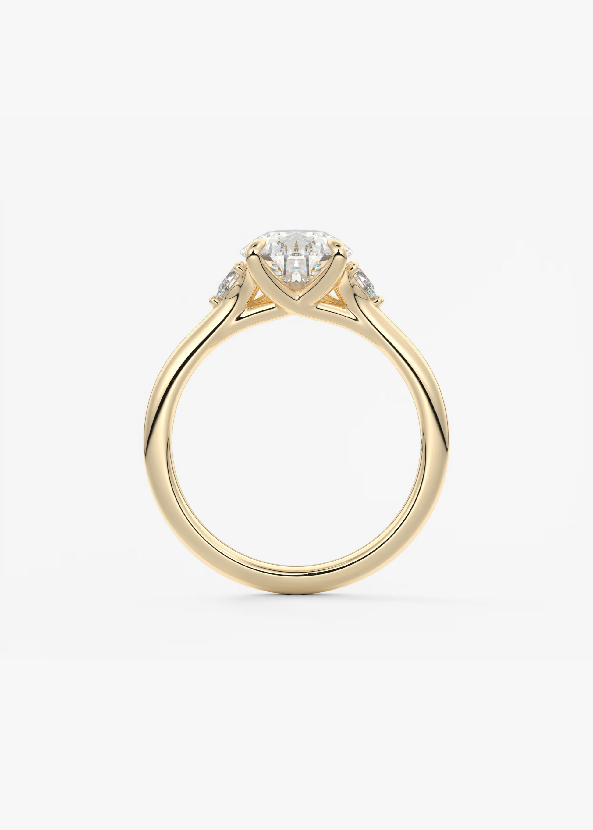 Graceful 2 Carat Pear Three-Stone Trellis Engagement Ring