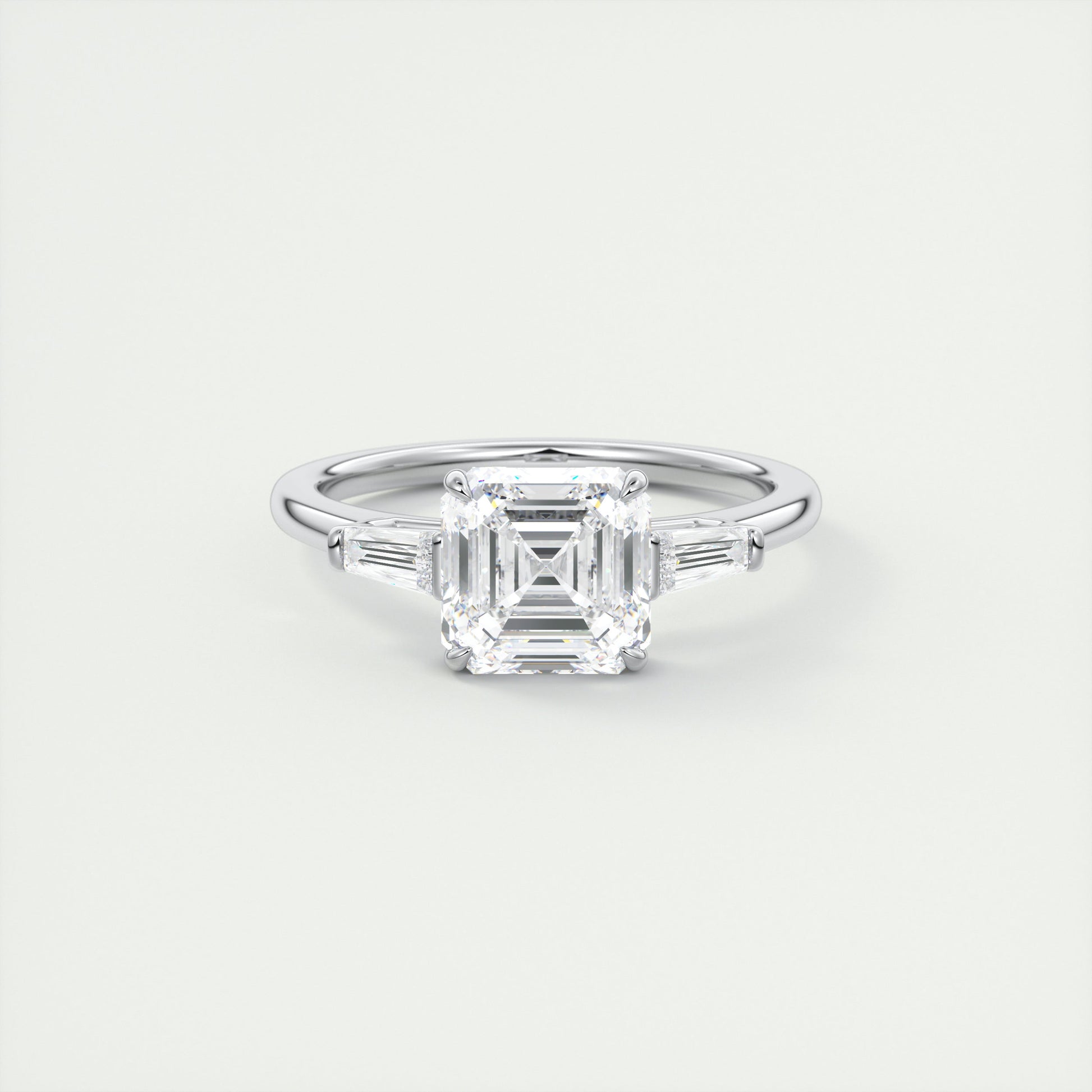 Modern 2 Carat Asscher Flush Stacking Three-Stone Engagement Ring
