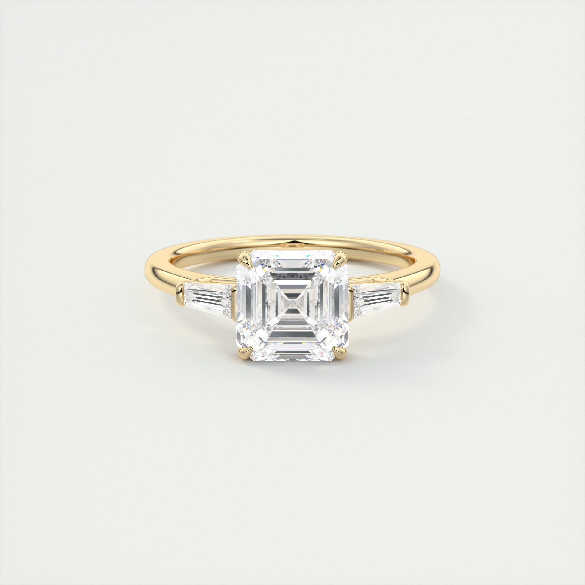 Modern 2 Carat Asscher Flush Stacking Three-Stone Engagement Ring