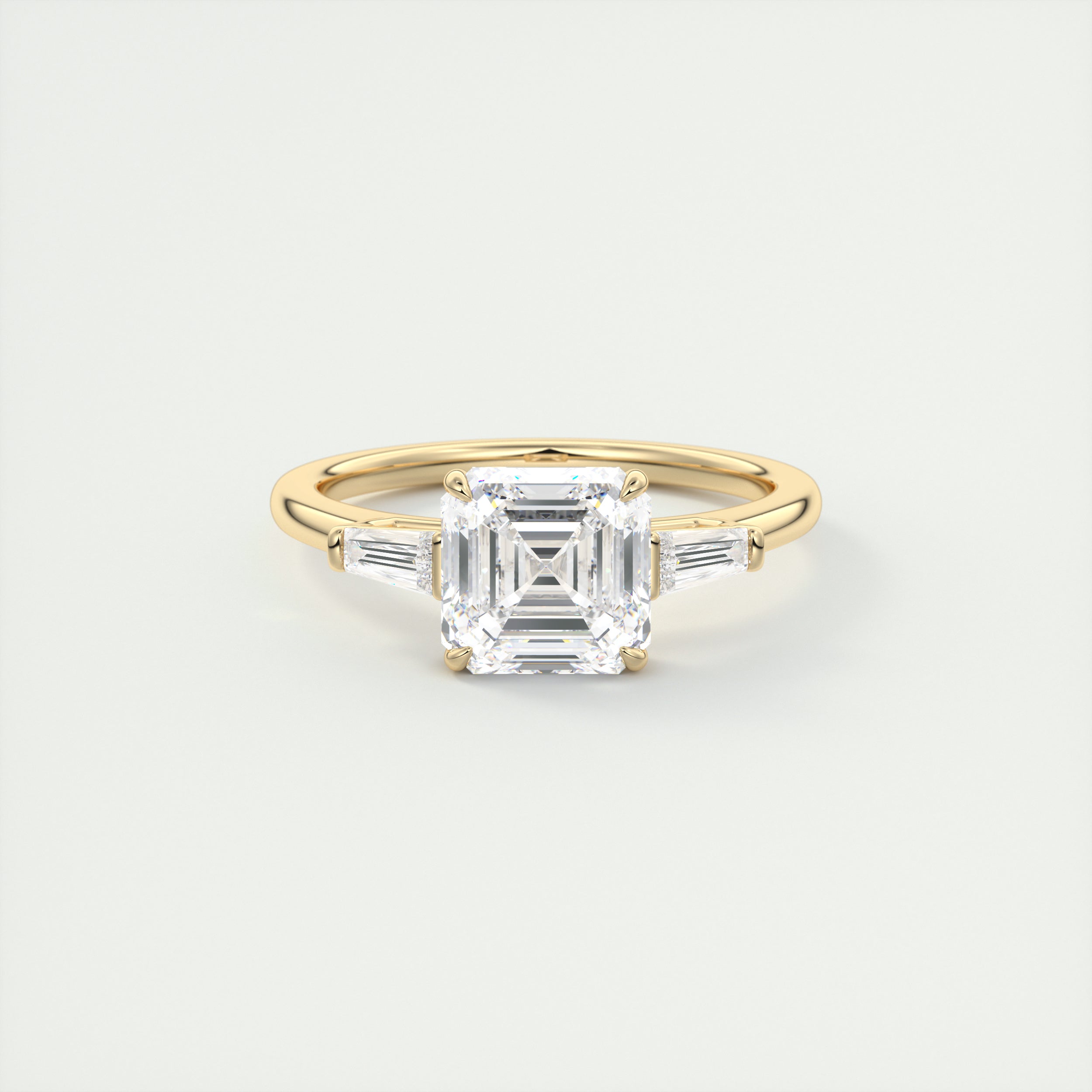 Modern 2 Carat Asscher Flush Stacking Three-Stone Engagement Ring