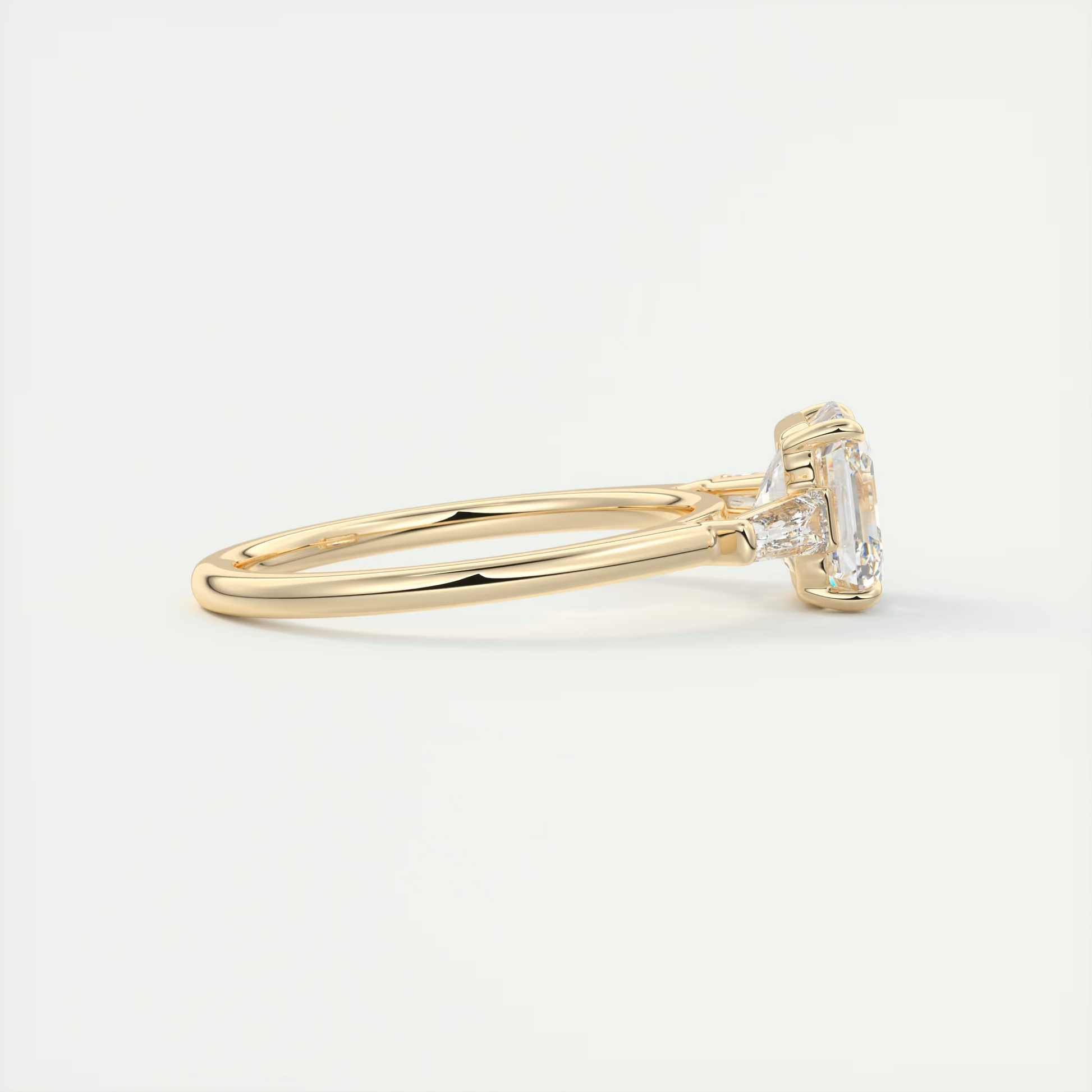 Modern 2 Carat Asscher Flush Stacking Three-Stone Engagement Ring