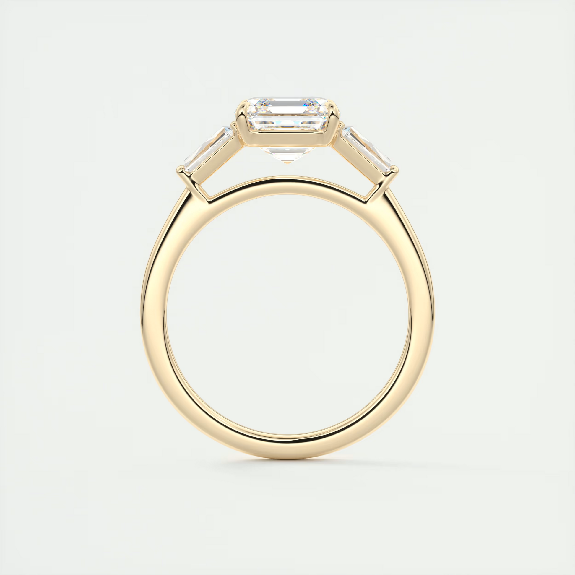 Modern 2 Carat Asscher Flush Stacking Three-Stone Engagement Ring