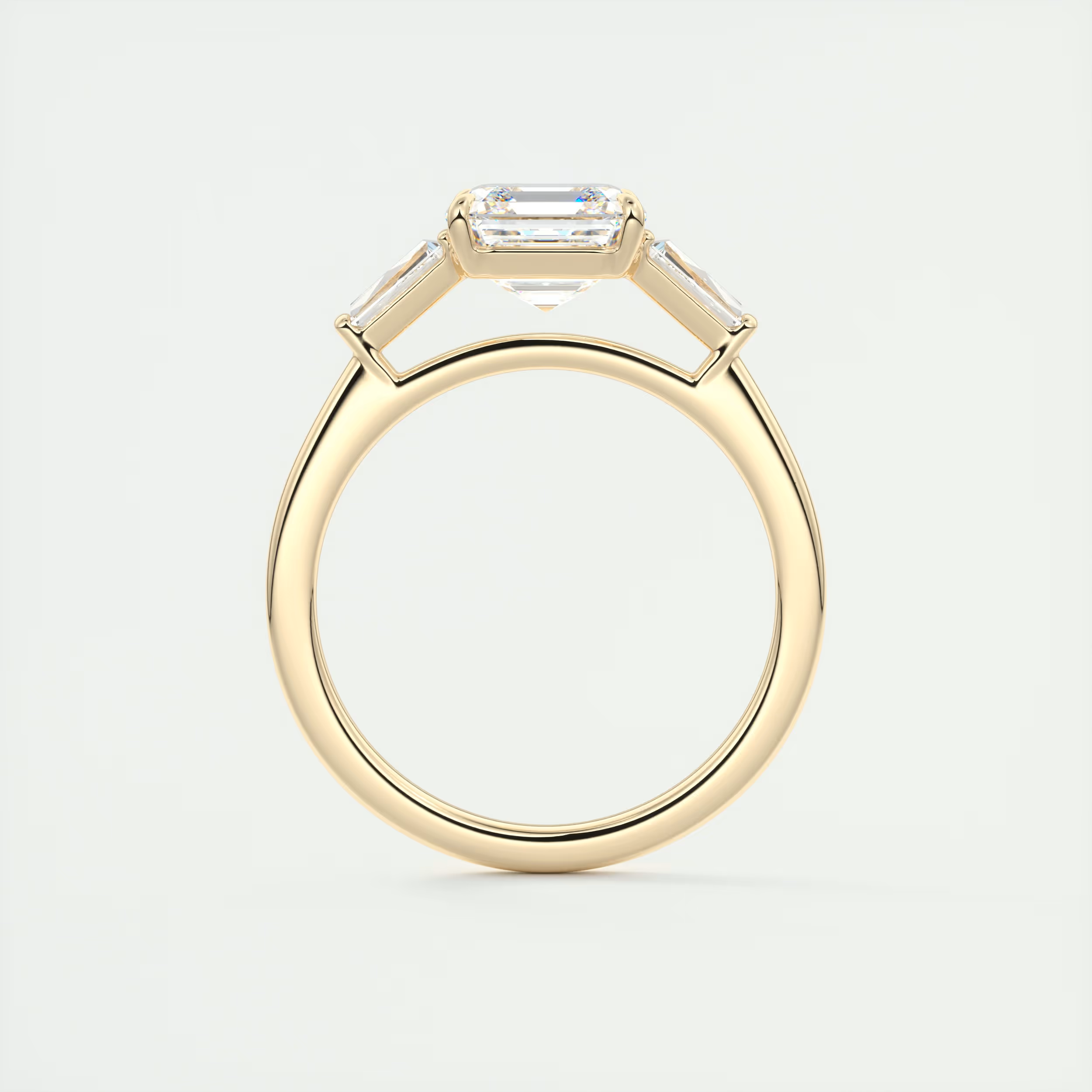 Modern 2 Carat Asscher Flush Stacking Three-Stone Engagement Ring
