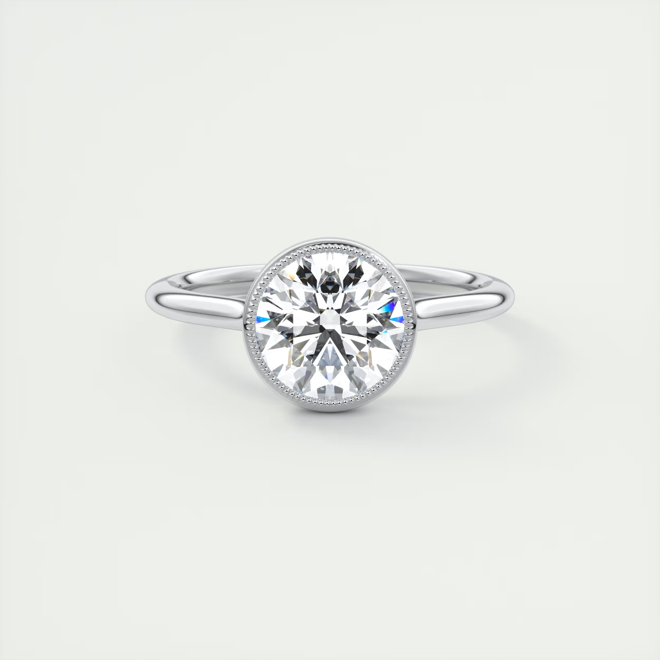 2 Carat Round Solitaire Textured Bezel