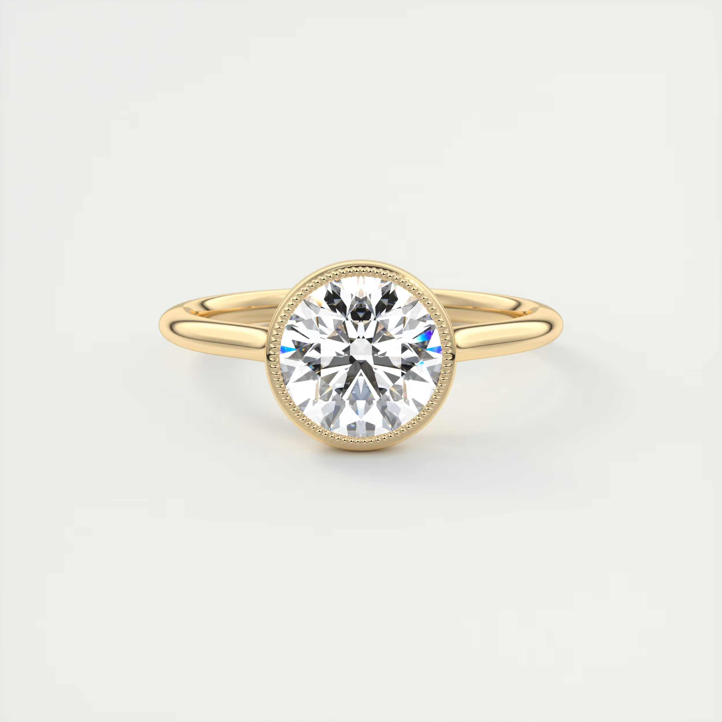 2 Carat Round Solitaire Textured Bezel