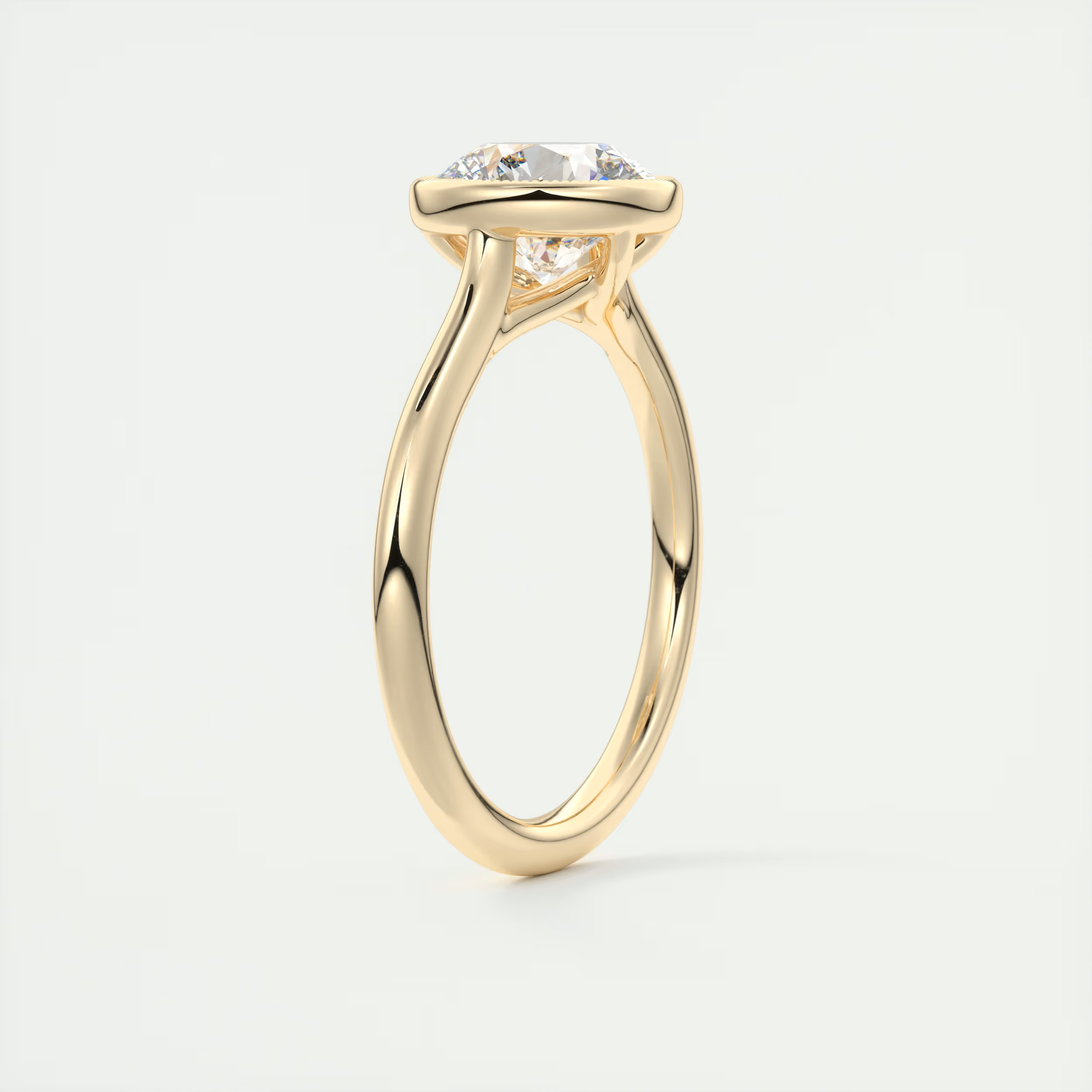 2 Carat Round Solitaire Textured Bezel